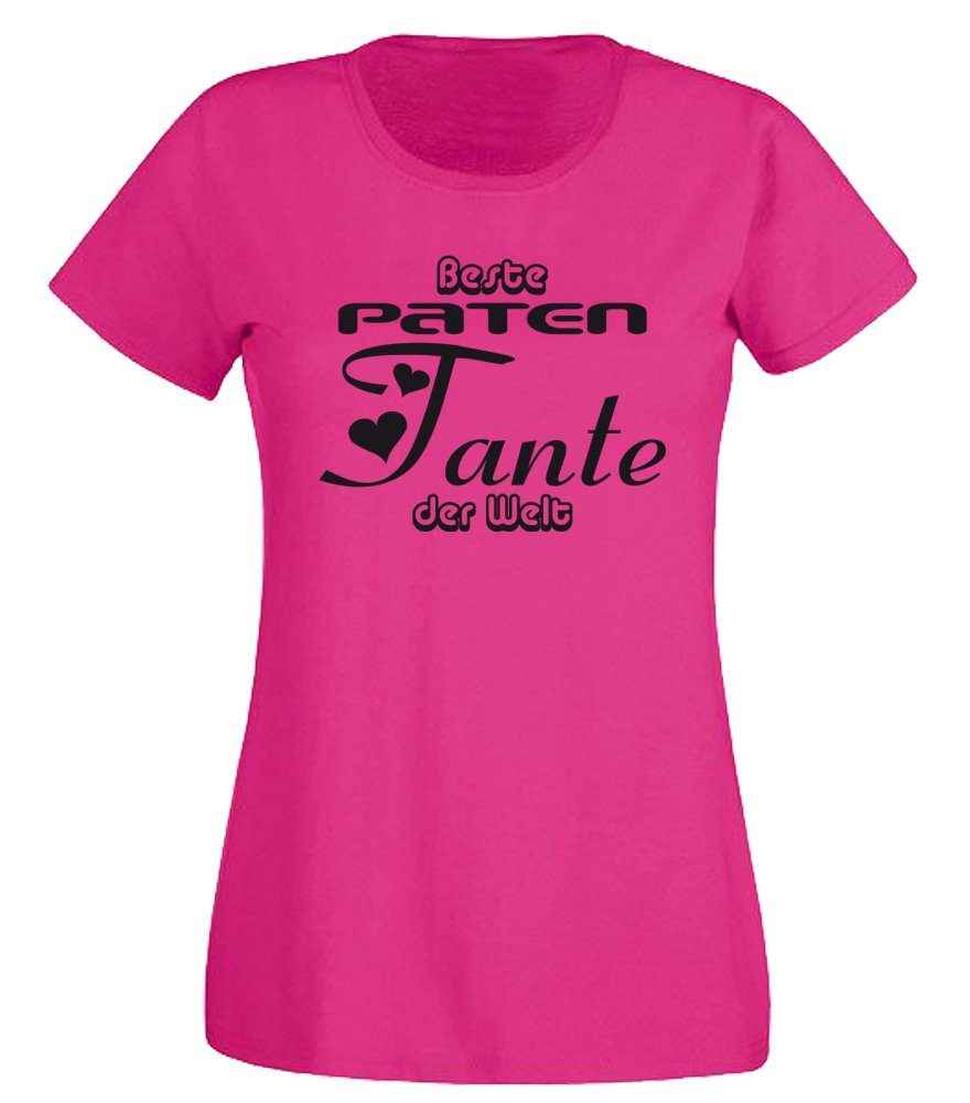 G-graphics T-Shirt Beste Patentante der Welt Slim-fit Damen T-Shirt mit Statement / Spruch als Frontprint