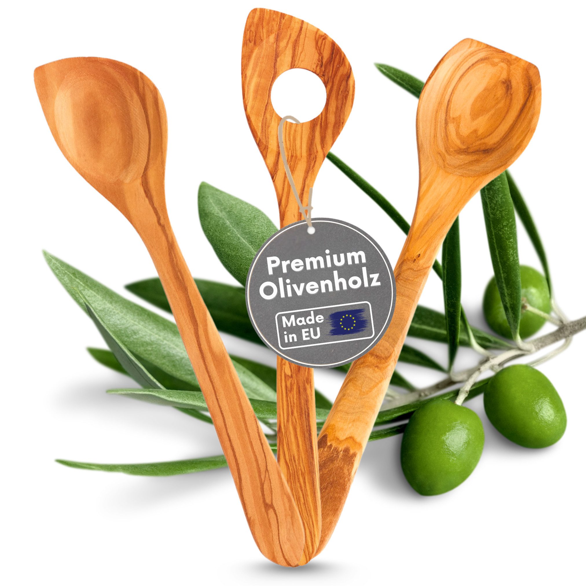 Topanbieter999 Kochbesteck-Set, Hochwertiges Olivenholz, Made in EU