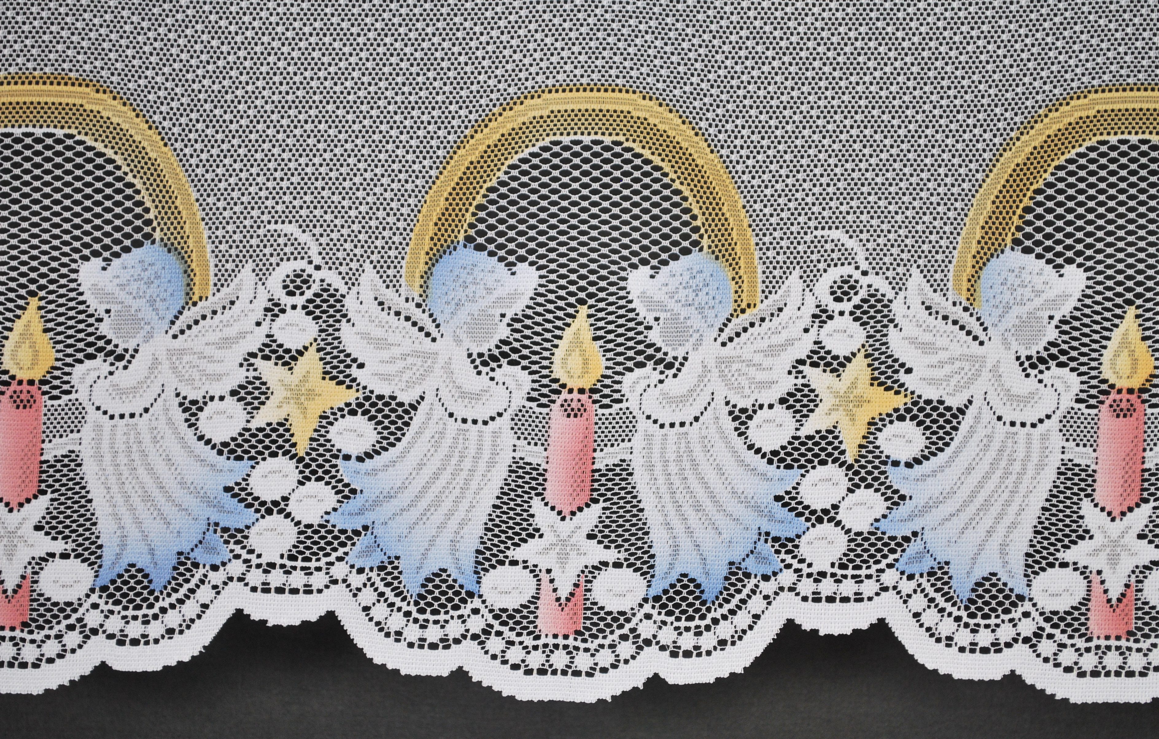 Gardinen Kranzusch Scheibengardine Weihnachten Engel Kerze, Stangendurchzug günstig online kaufen