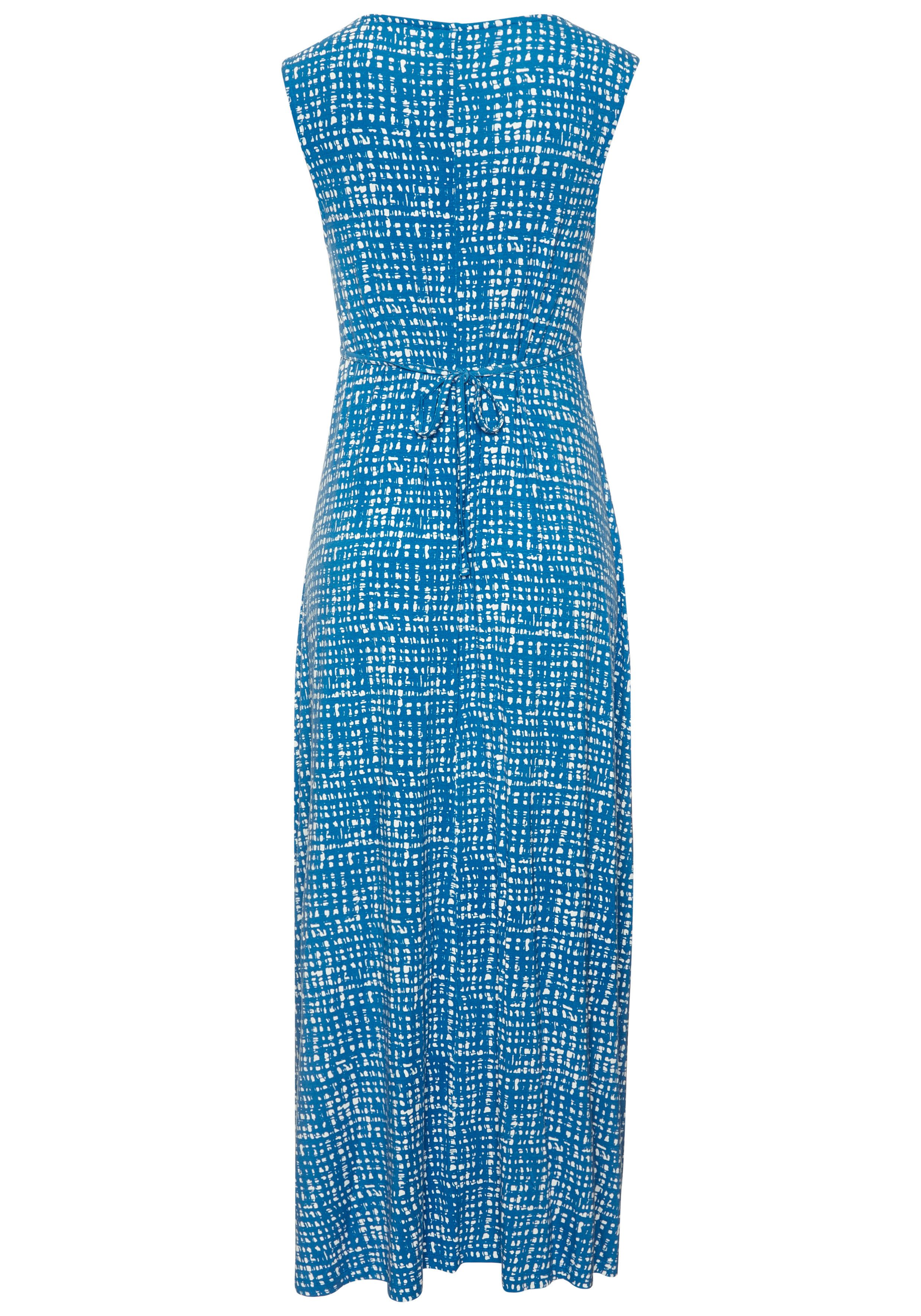 LASCANA Maxikleid mit Alloverdruck und Tunnelzug unter der Brust langes Sommerkleid, Druckkleid, ärmelloses Jerseykleid