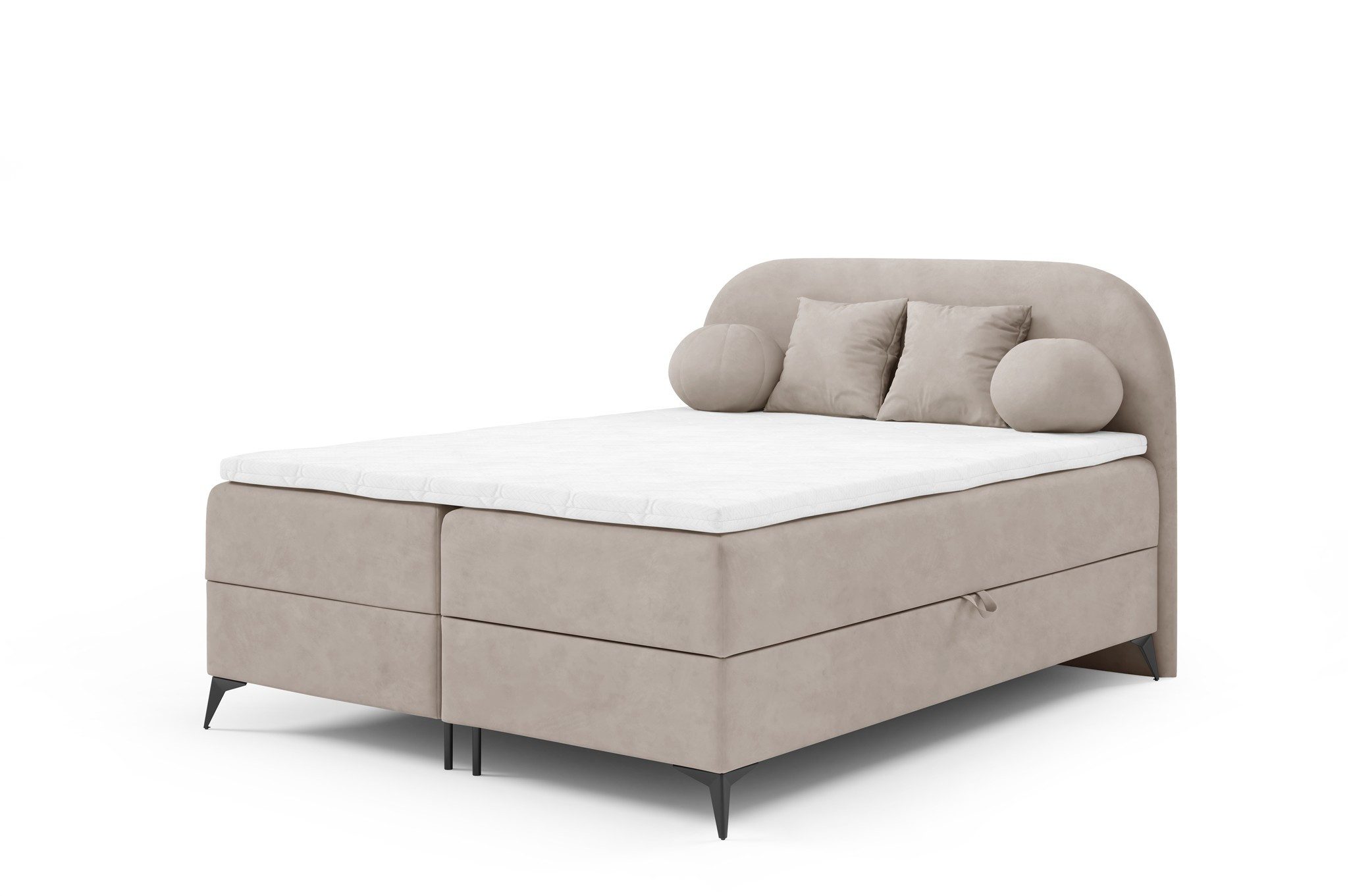 Fun Möbel Boxbett Schlafzimmerbett GORGIA Stoff Jasmin (inkl. Topper, Inkl. 2 x Bettkasten), Inkl. 4 Zierkissen