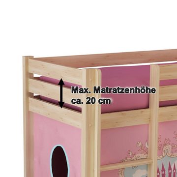 Kindermöbel 24 Hochbett Rutschbett hbett Arin inkl. Rolllattenrost Kiefer massiv