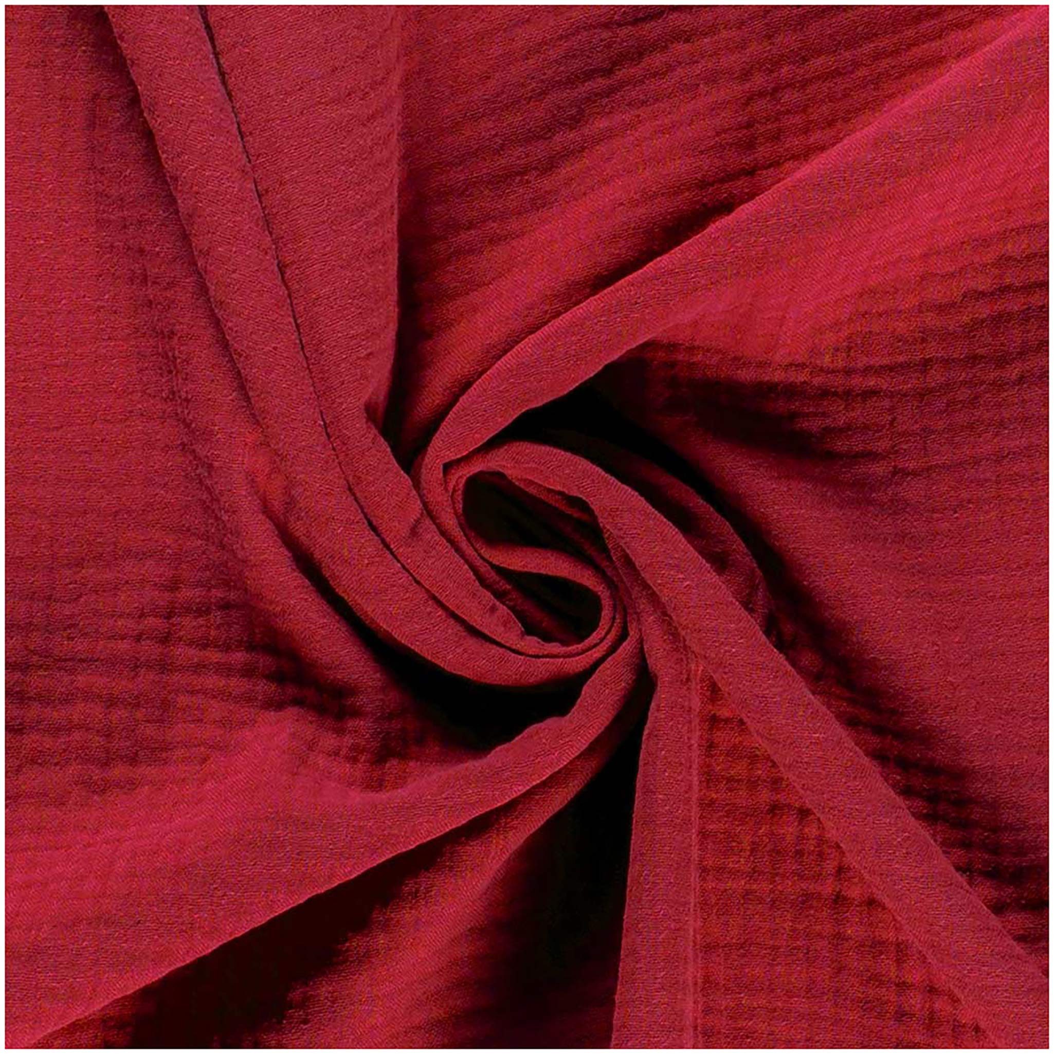 maDDma Stoff 50x130cm Musselin Stoff uni Meterware Mulltuch, rot