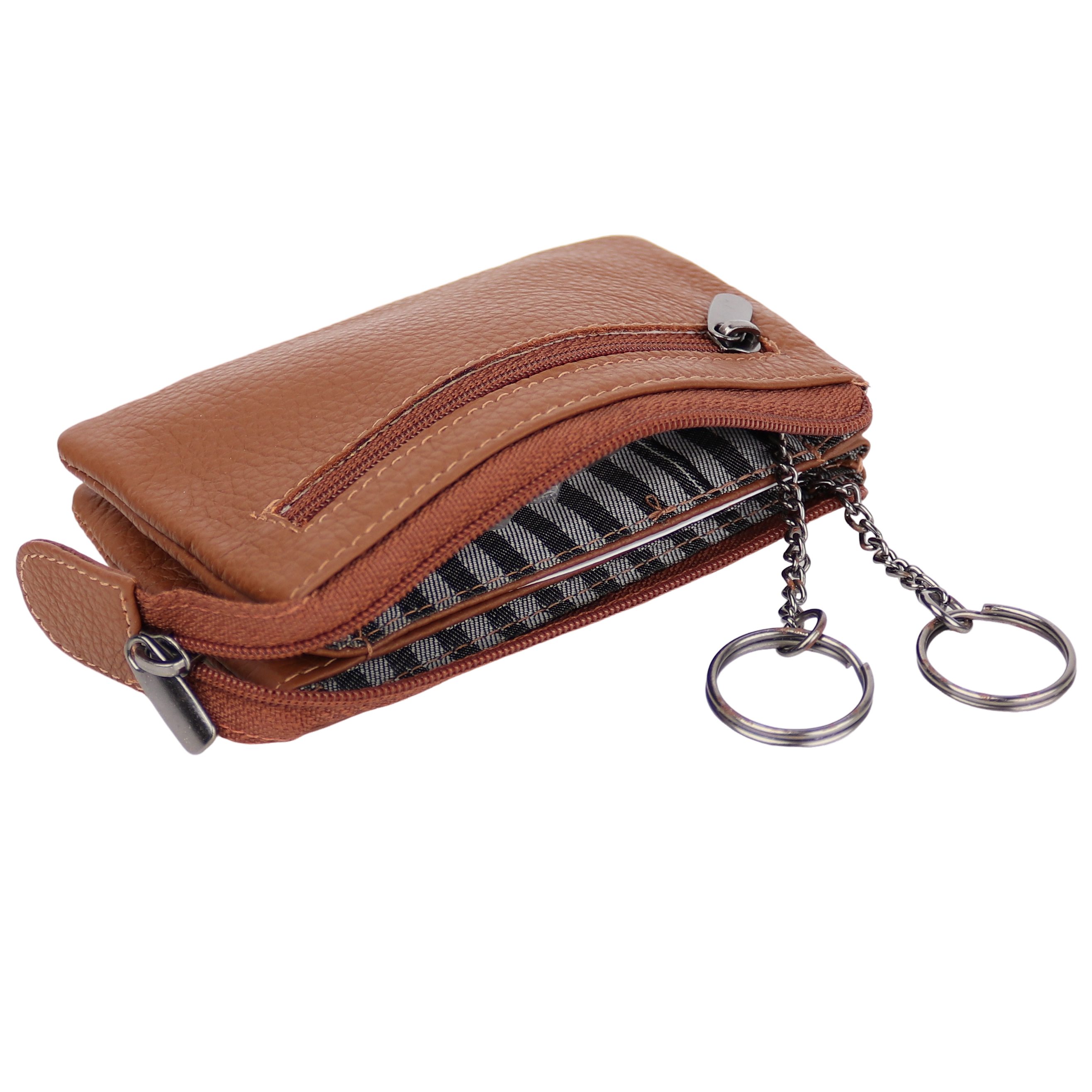 MIRROSI Schlüsseltasche UNISEX Echtleder mit zwei Fächern, 1 Steckfach, Schlüsseletui für Damen und Herren