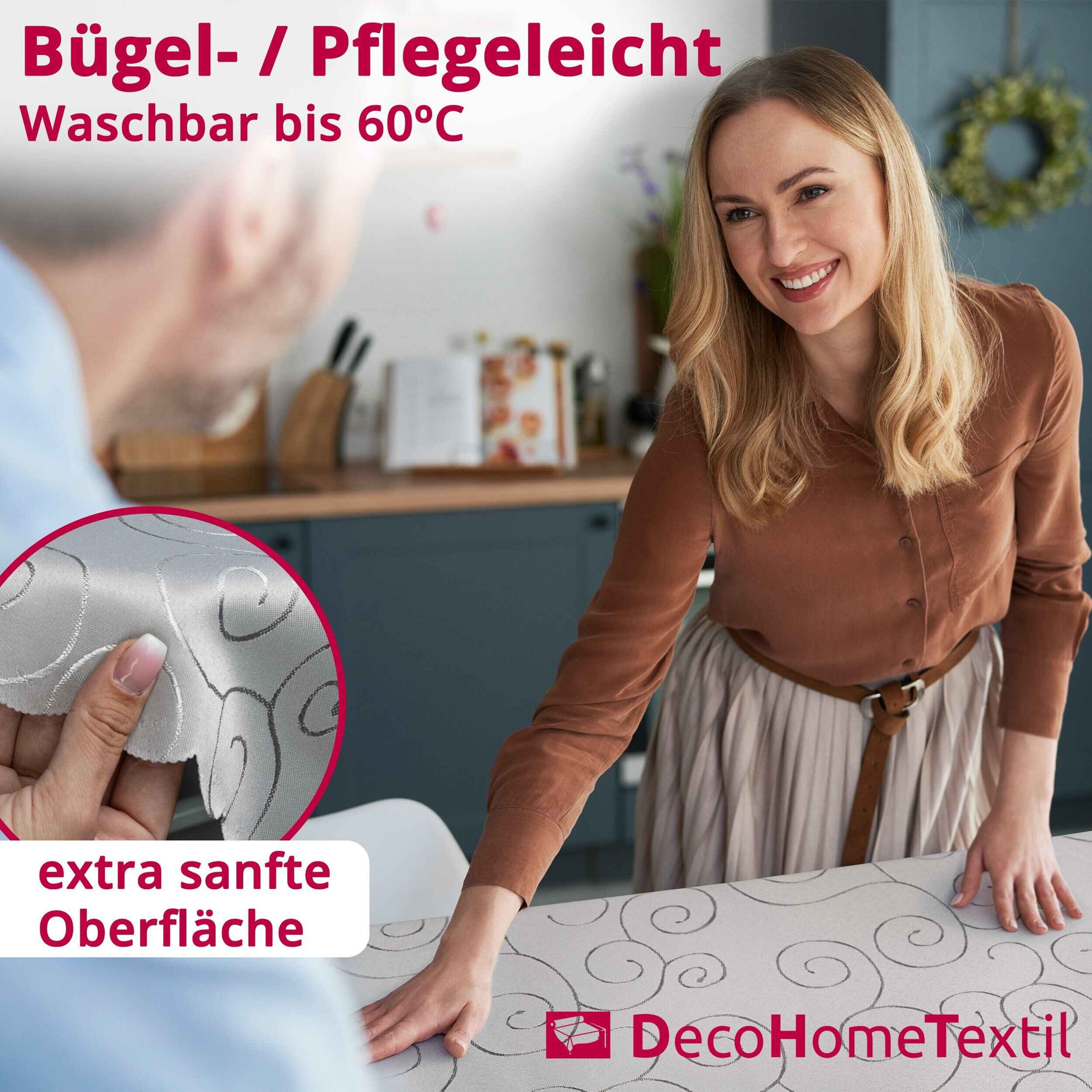 DecoHomeTextil Heimtextilmanufaktur Tischdecke Kringel Circle Tafeldecke Ornamente Damast Tischdecke