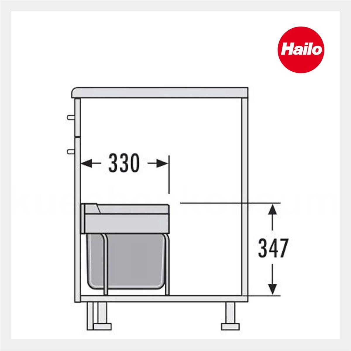 Hailo Einbaumülleimer Hailo 3644902 Raumspar-Tandem 18+12 L Vollauszug mit Biodeckel, Hailo Abfallsammler 3644901 TR Swing Raumspar-Tandem-S 18 + 12 Liter – Bild 5 von 5