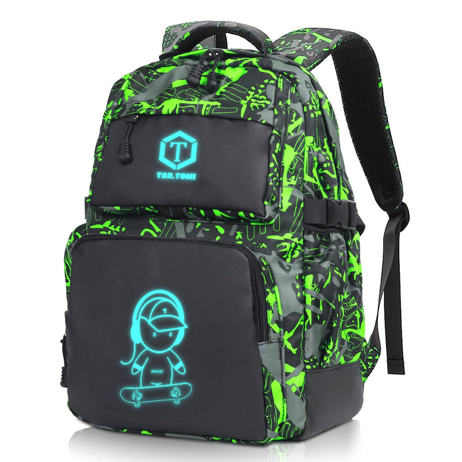 TAN.TOMI Schulrucksack Rucksack Jungen Schulrucksack Mädchen Teenager Jugendliche Daypacks, Kinder Reflektierender Schultasche Outdoor Camping Groß Schulranzen