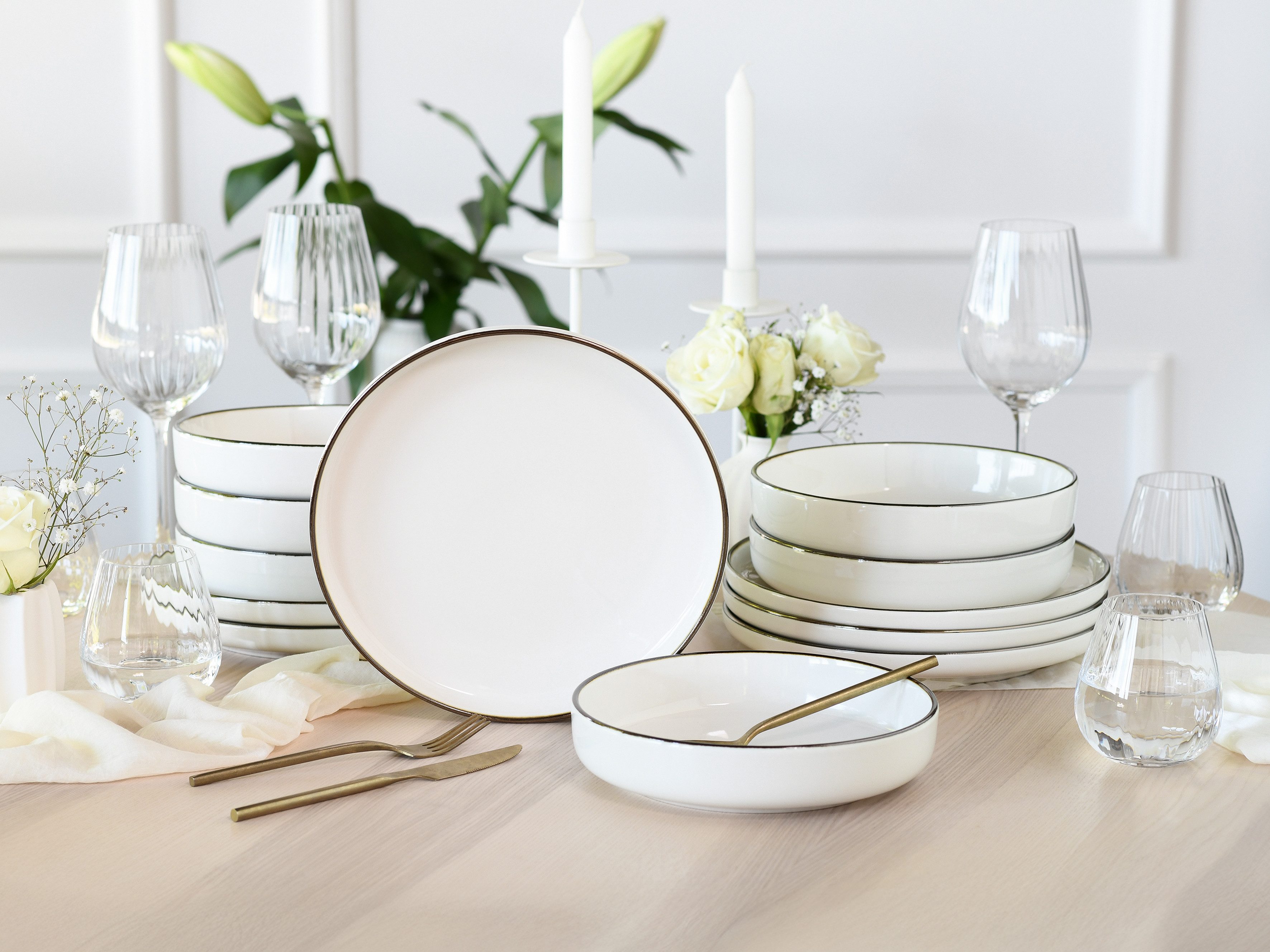 CreaTable Kombiservice Nordic Festive (12-tlg), 6 Personen, Steinzeug