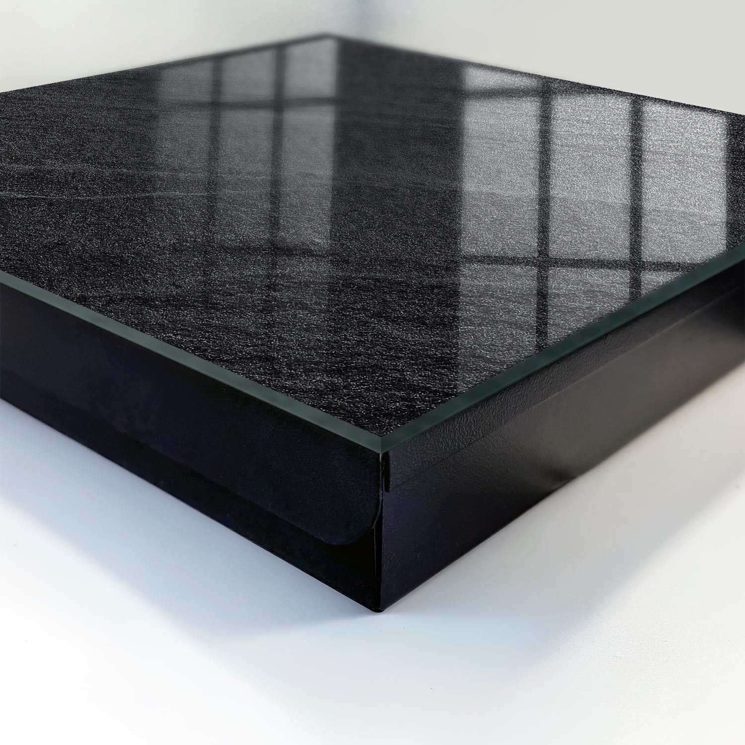 Tulup Schlüsselkasten Stilvoller Schlüsselkasten mit gehärtetem Glas und Motiv, Steinstruktur, Schwarz – Bild 5 von 5