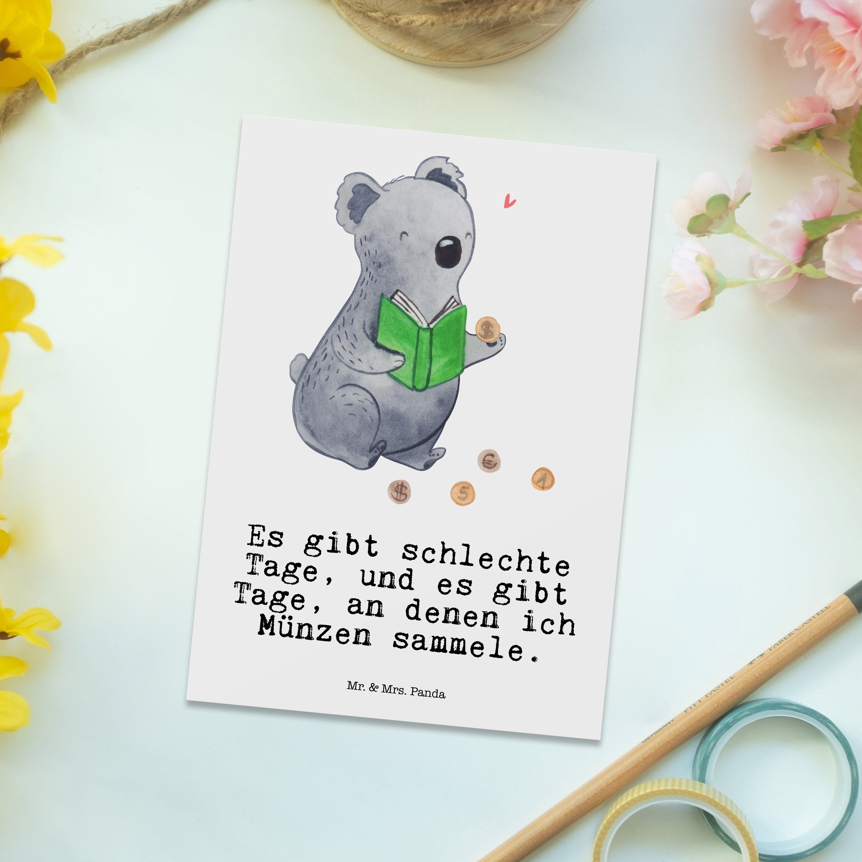 Mr. & Karte, - Weiß Geschenkkarte, Tage Koala - Postkarte Ei Mrs. Münzen Geschenk, Panda sammeln