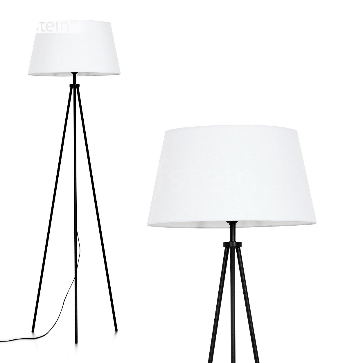 Stehlampe Stehlampe aus Metall/Stoff in Schwarz/Weiß