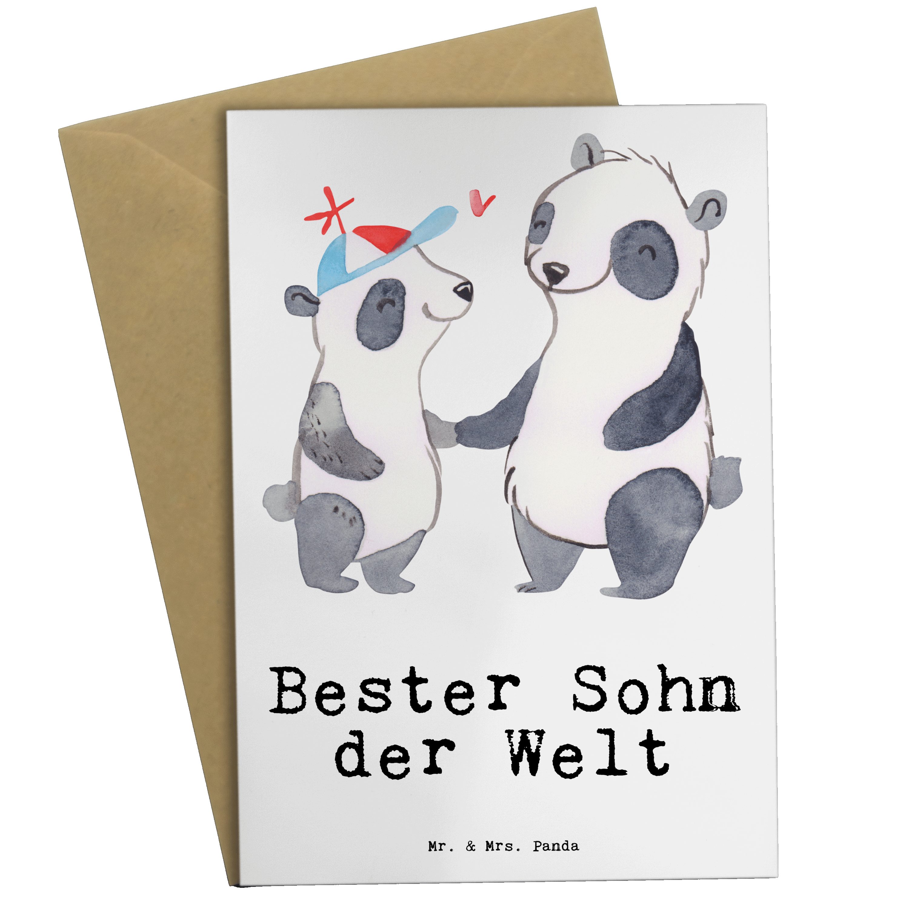 Mr. & Mrs. Panda Grußkarte Panda Bester Sohn der Welt - Weiß - Geschenk, Kind, Danke, Geburtstag