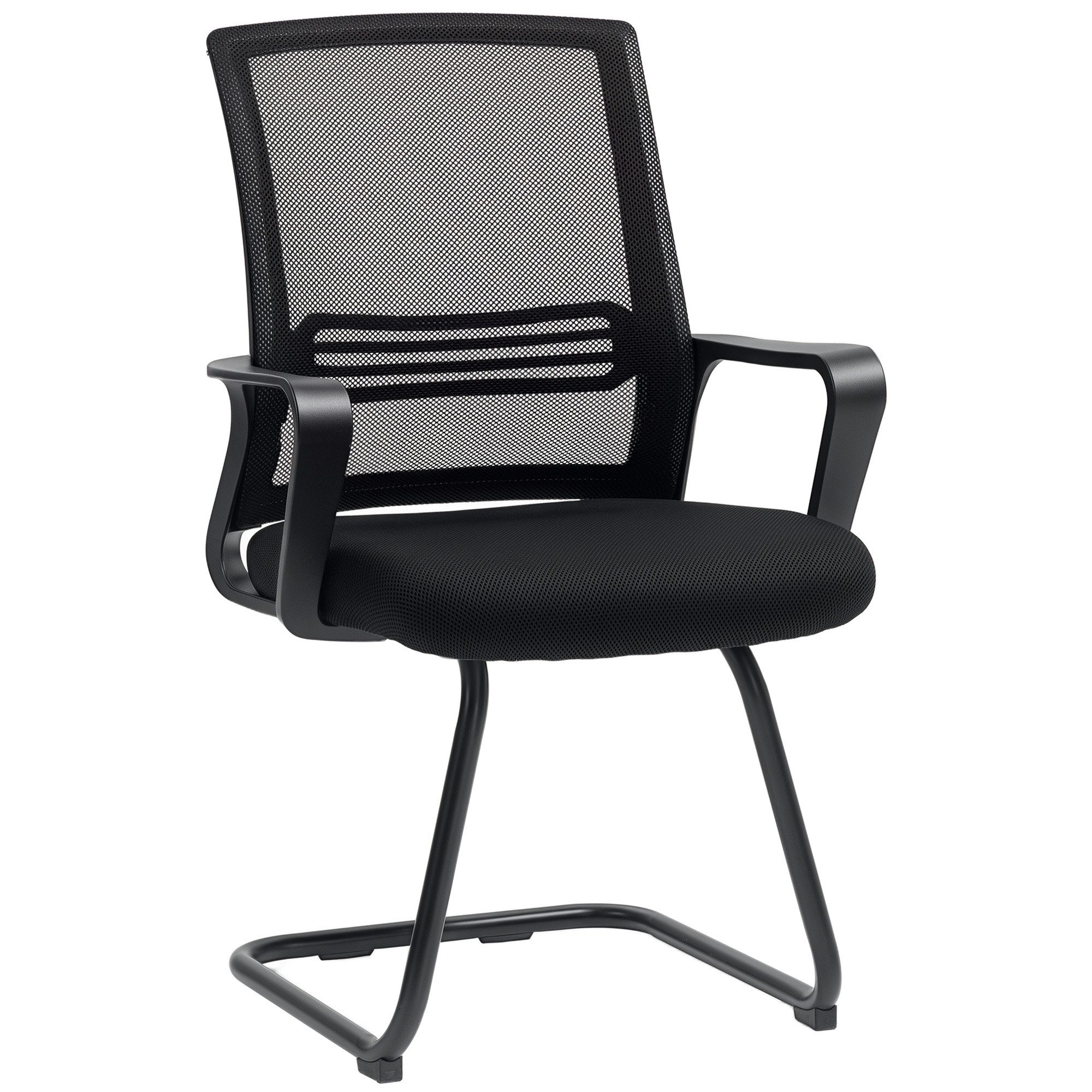 HOMCOM Besucherstuhl Kufenbasis, Schwingstuhl mit Armlehne (Konferenzstuhl, 1 St), für Arbeitszimmer, Büro, Schwarz