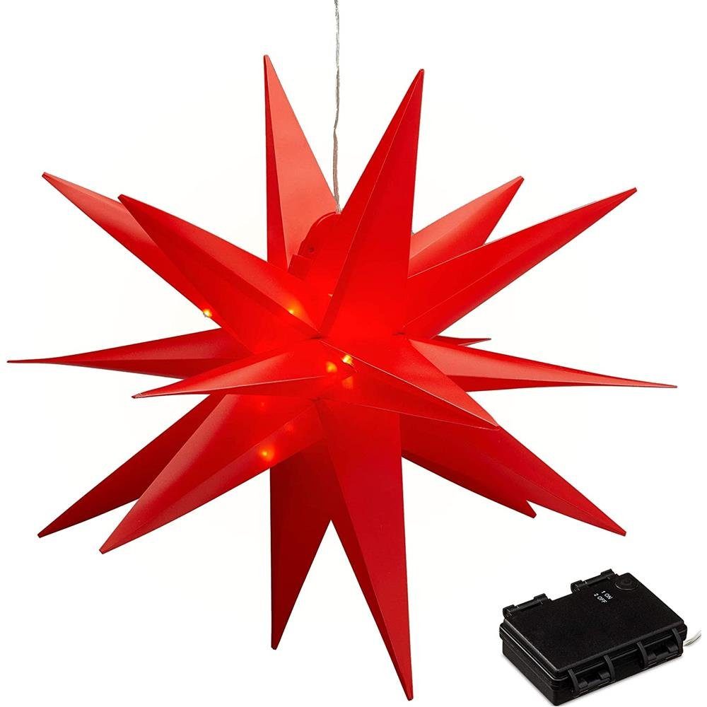 CEPEWA 60 Stern Kunststoff, für Weihnachten Rot, XL, LED aus warmweiß, cm Durchmesser,