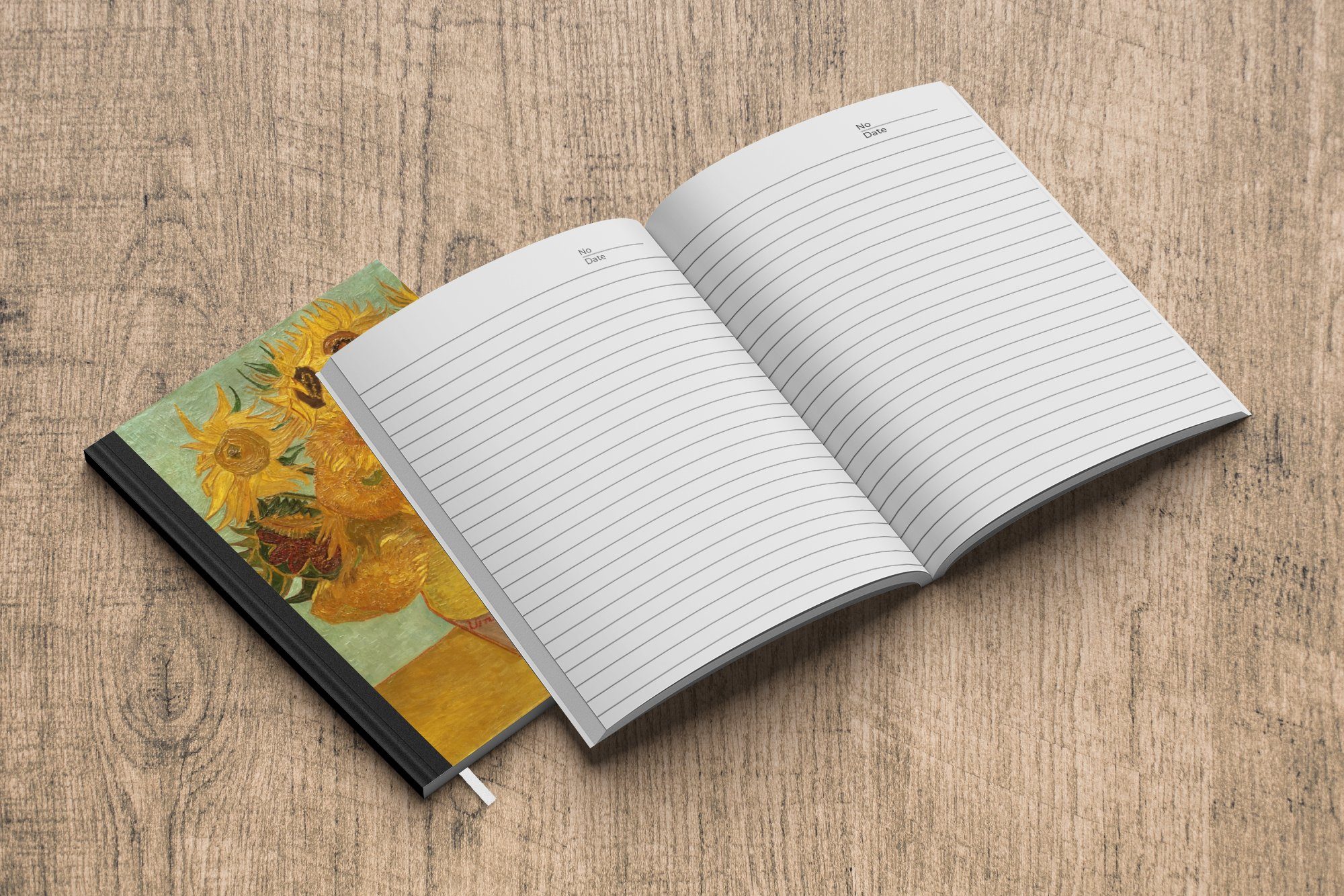 Notizbuch Haushaltsbuch Tagebuch, Vincent Sonnenblumen Gogh, 98 - Journal, Notizheft, van Seiten, A5, Merkzettel, MuchoWow