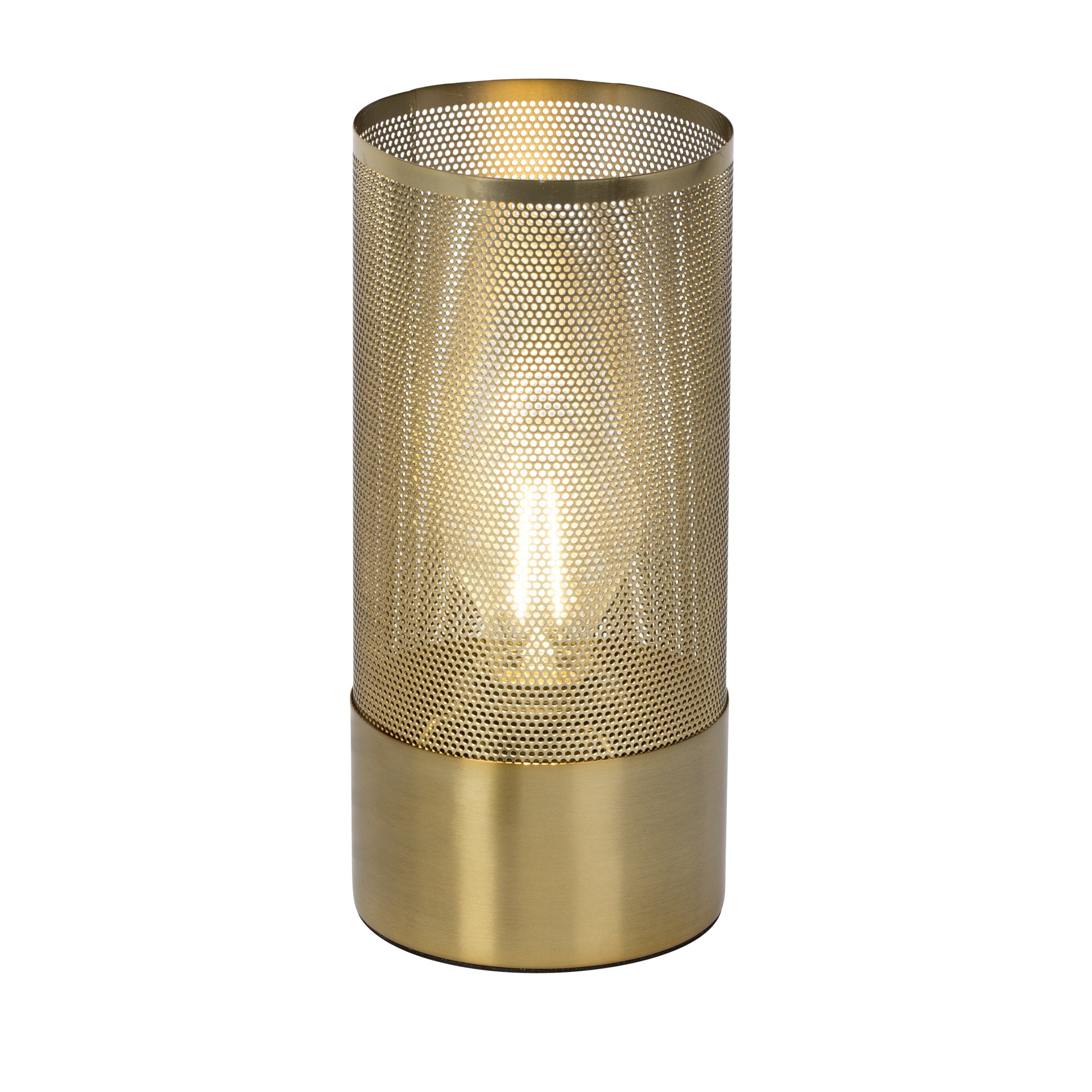Lightbox Tischleuchte, ohne Ø cm Metall, messingfarben Tischlampe, Leuchtmittel, 60 max. 28 Höhe, 13 W, cm, E27