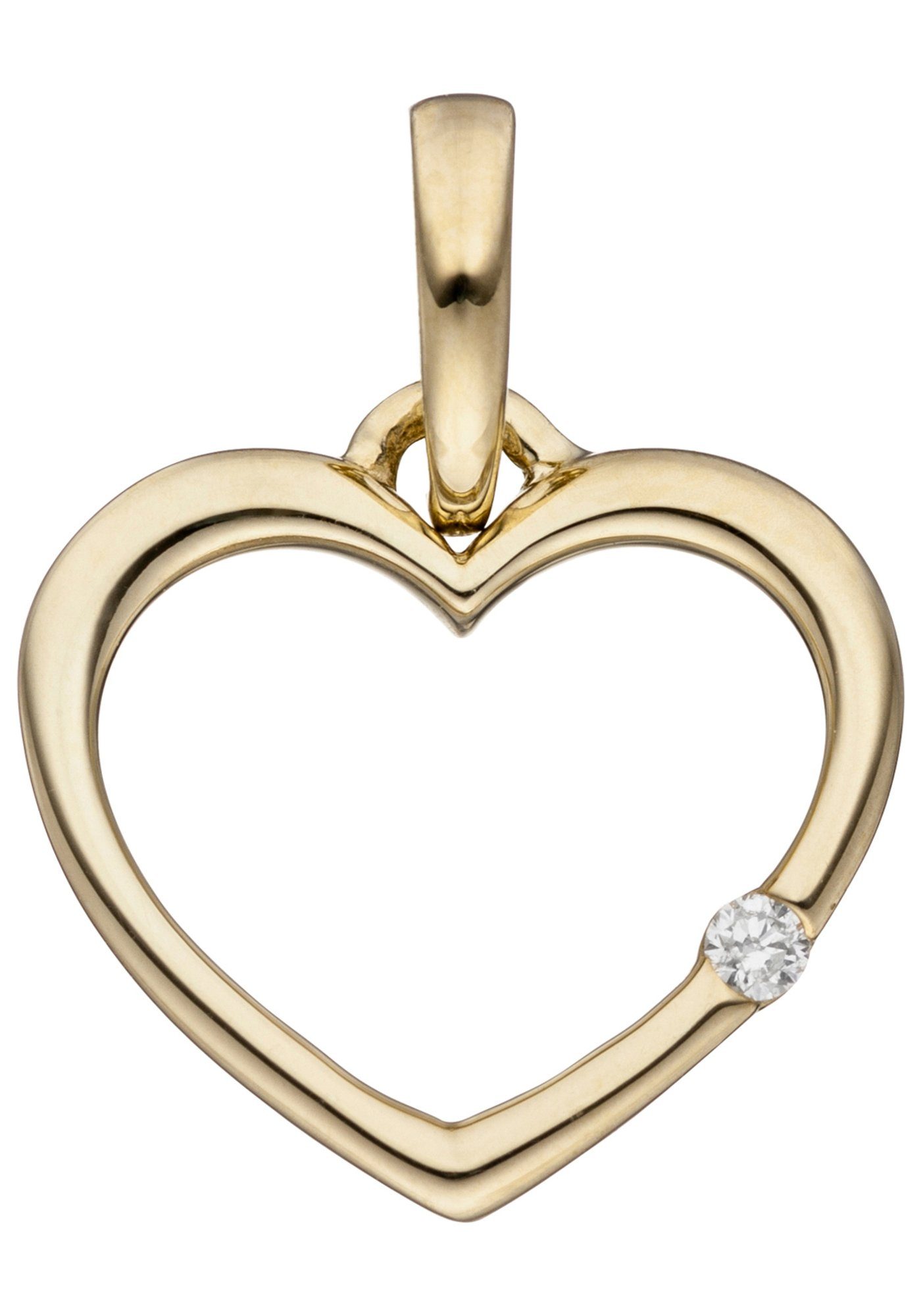 JOBO Herzanhänger Anhänger Herz, 333 Gold mit 1 Diamant