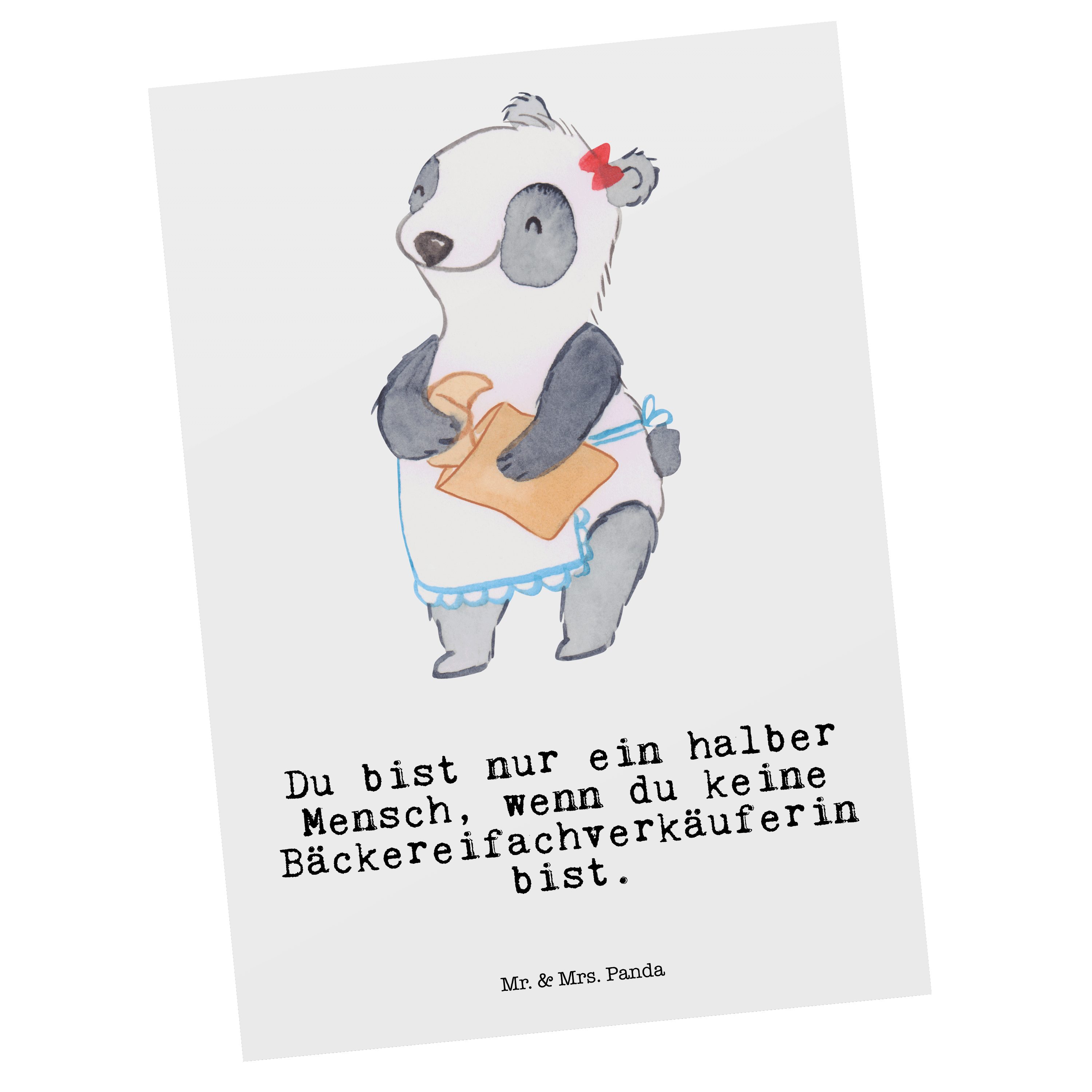 Mr. & Mrs. Panda Postkarte Bäckereifachverkäuferin mit Herz - Weiß - Geschenk, Firma, Ansichtska