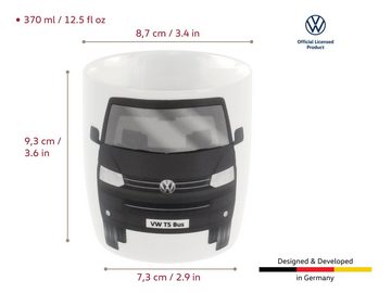 VW Collection by BRISA Tasse Volkswagen Große Kaffeetasse aus Keramik im T5 Design, New Bone China, weißer Becher, 370ml