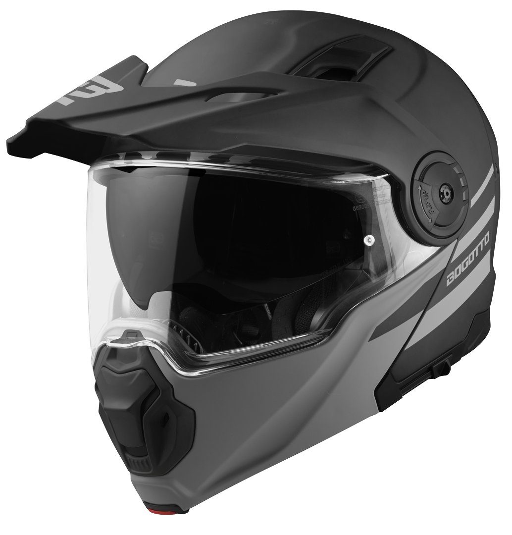 Bogotto Motocrosshelm FG-102 Duo Fiberglas Enduro Klapphelm, Integriertes Sonnenvisier