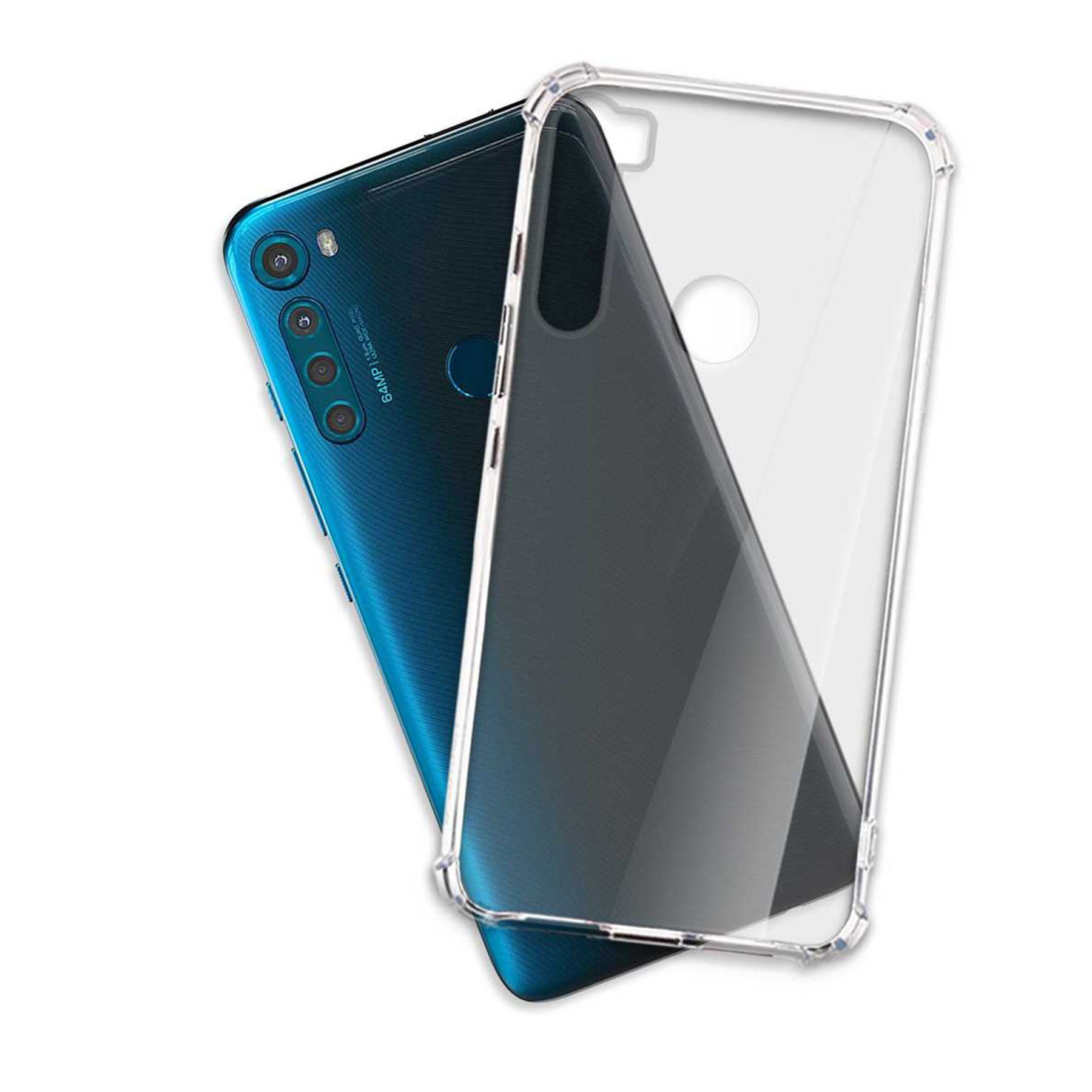 mtb more energy Smartphone-Hülle Clear Armor Case für Motorola One Fusion Plus, Transparente TPU Schutzhülle Case Backcover mit Anti-Shock Verstärkung