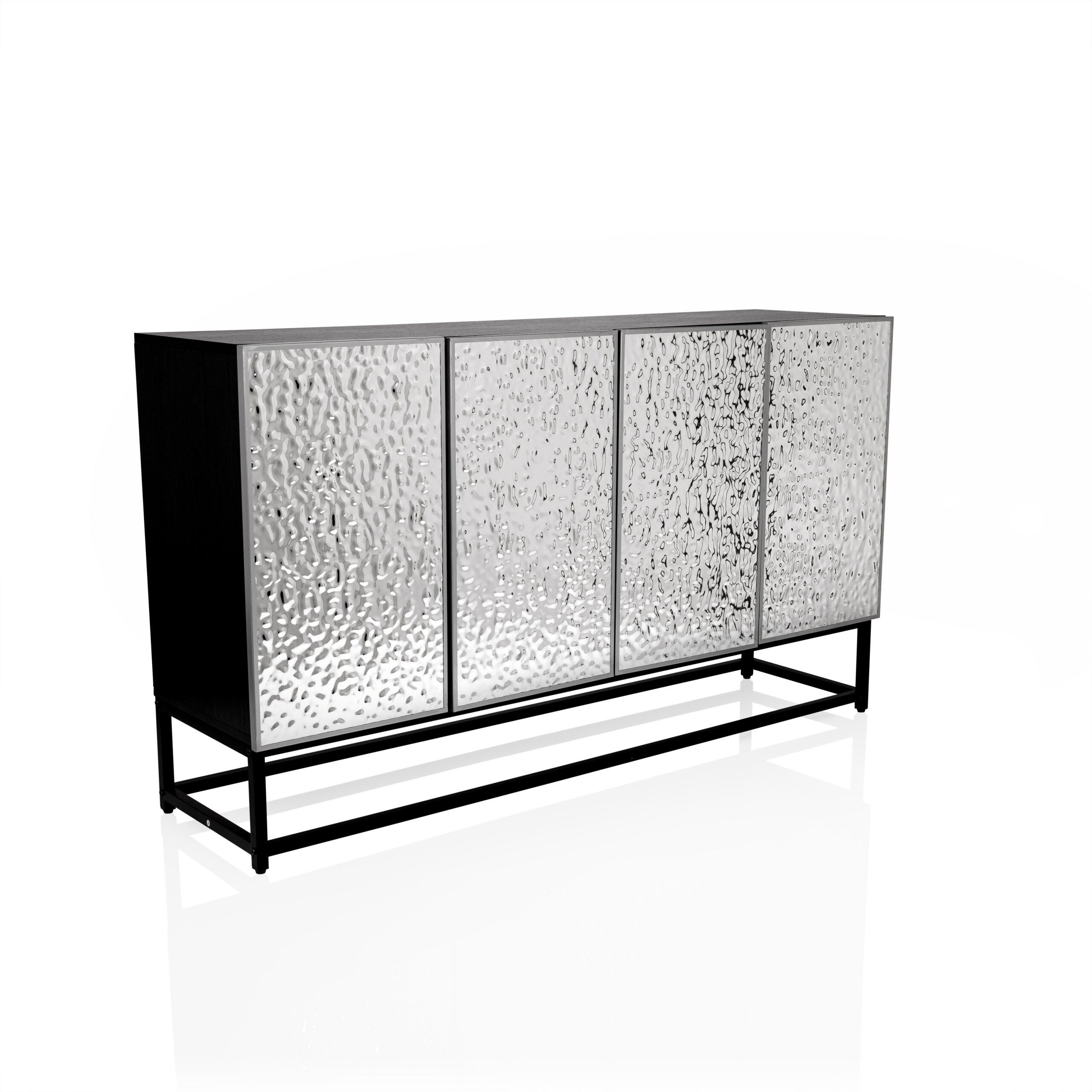 hjh LIVING Kommode METALLIO Sideboard H/B/T: 80.0 x 140.0 x 37.0 cm, Sideboard mit zwei Doppeltüren, Höhe der Einlegeböden verstellbar