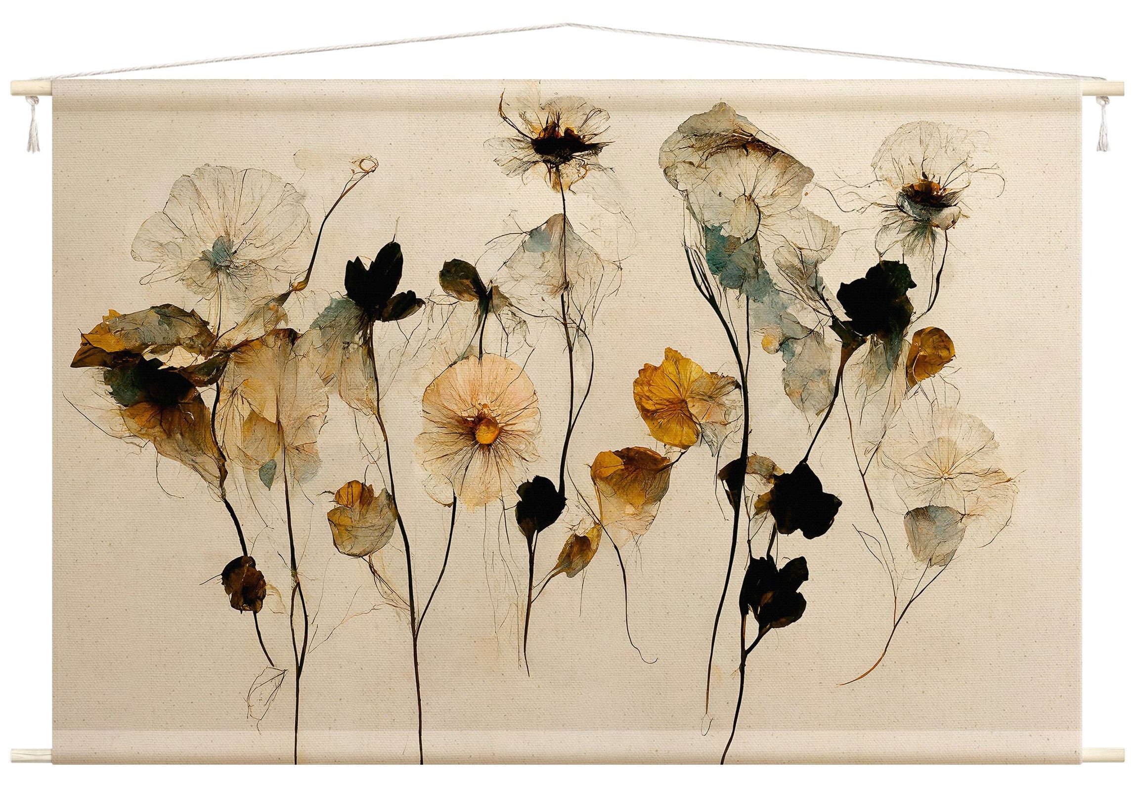 Bilderdepot24 Wandteppich modern Blumen Aquarell Vintage beige, rechteckig, günstig online kaufen