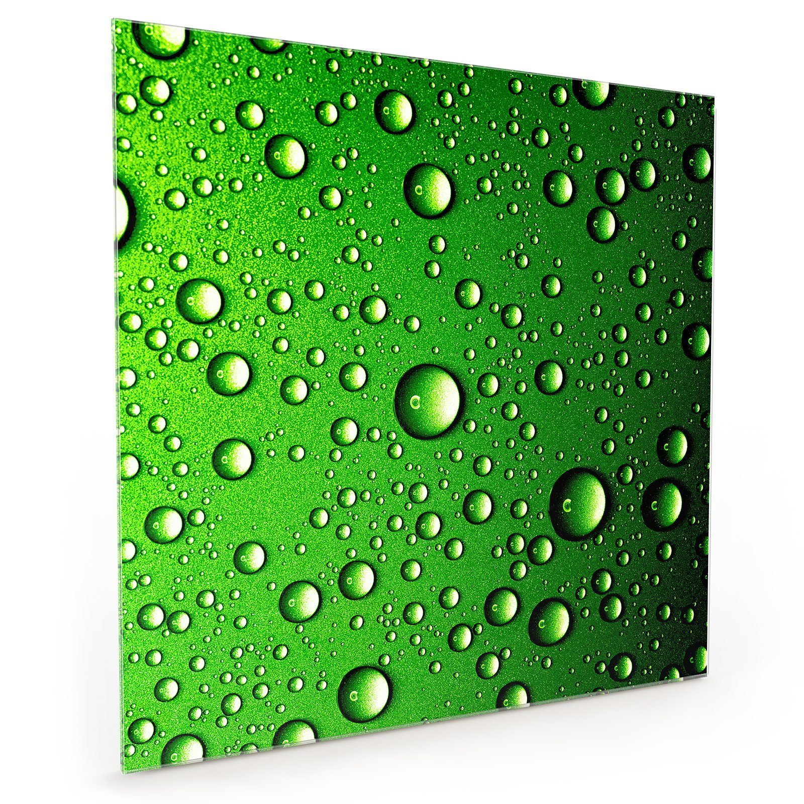 Primedeco Küchenrückwand Spritzschutz Glas Wassertropfen in grün