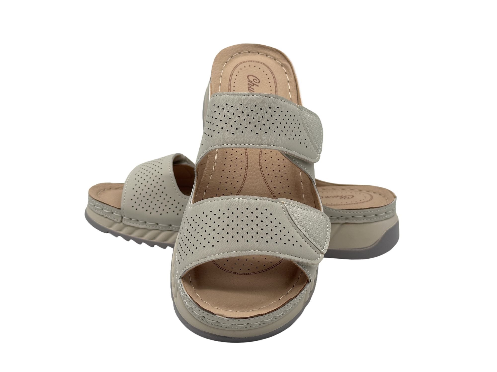 Nowaland Bequeme Damen-Pantoletten mit verstellbarem Riemen und Keilabsatz Pantolette atmungsaktiv, weiche Innensohle, ideal für Alltag & Komfort