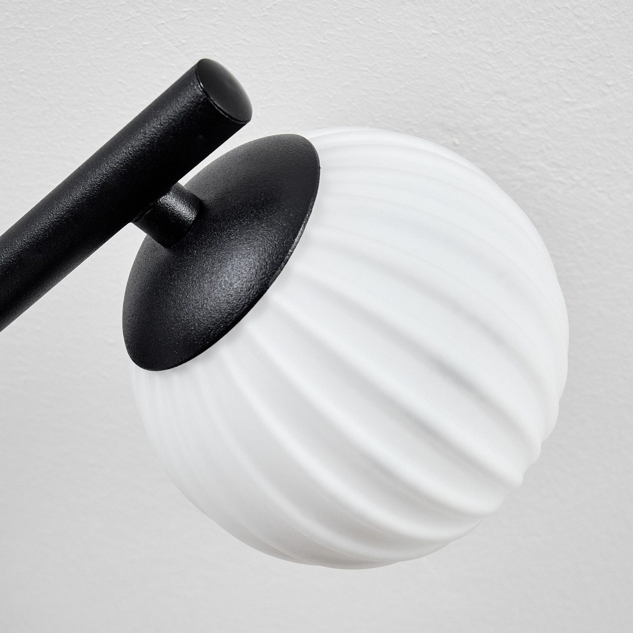 hofstein Deckenleuchte 3-flammige Deckenlampe aus Metall/Riffelglas in Schwarz/Milchglas/Weiß, ohne Leuchtmittel, im Vintage-Design (Schirme Ø 10; 12 cm), G9