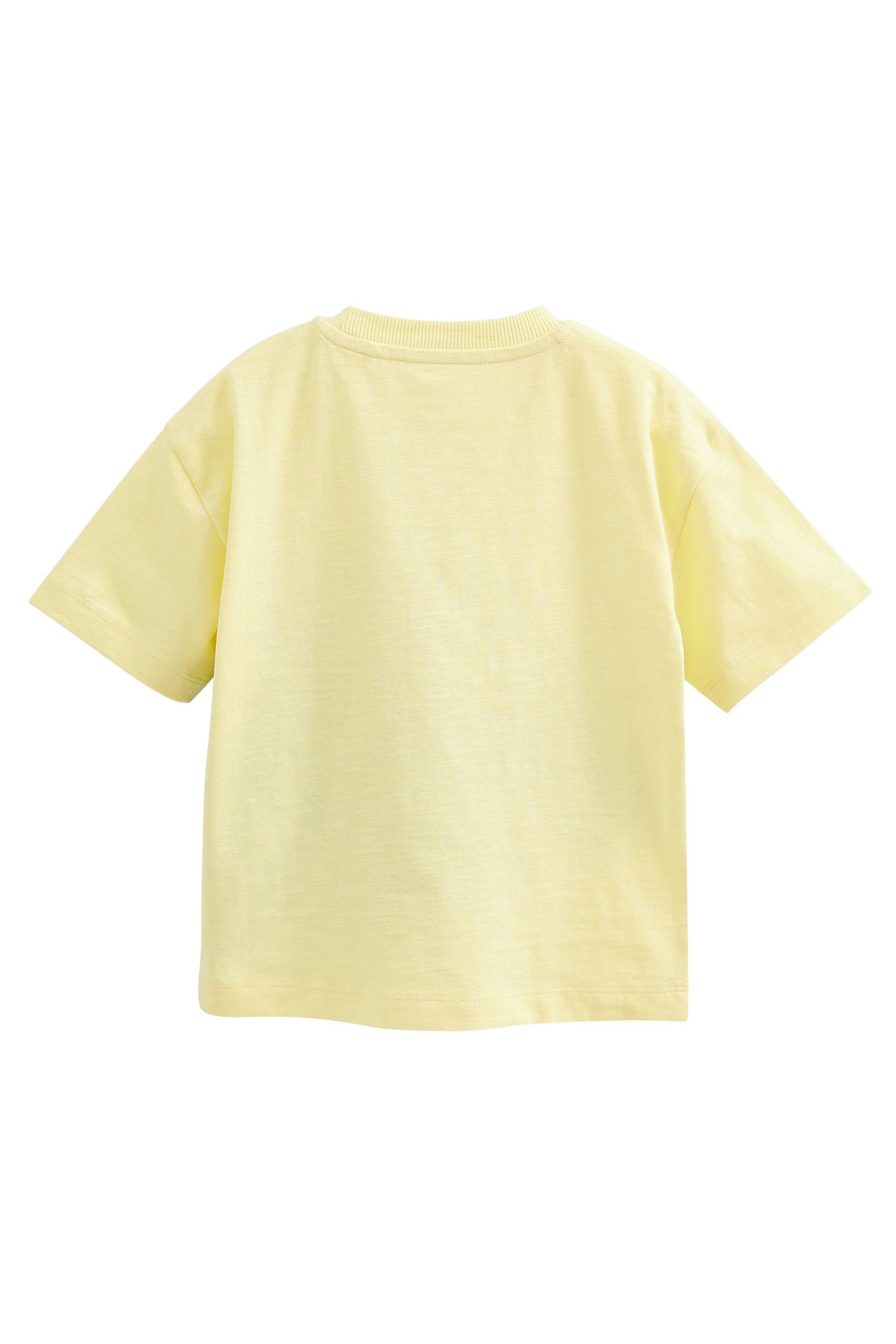 T-Shirt (1-tlg) Oversized Yellow Next Kurzarm-T-Shirt Figurenmotiv Dino mit