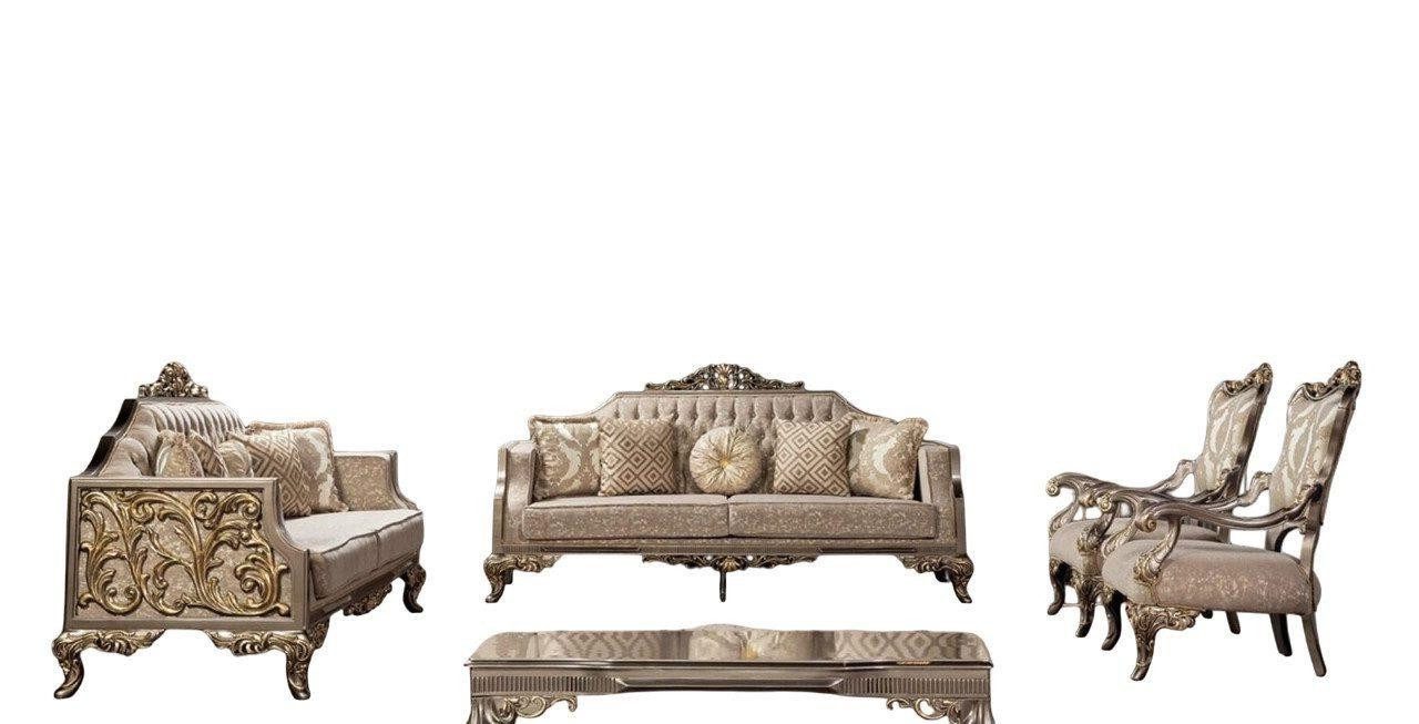 Polstergarnitur Sofa-Set 3+3+1+1 Sitzer Wohnzimmertisch Luxus Ensemble