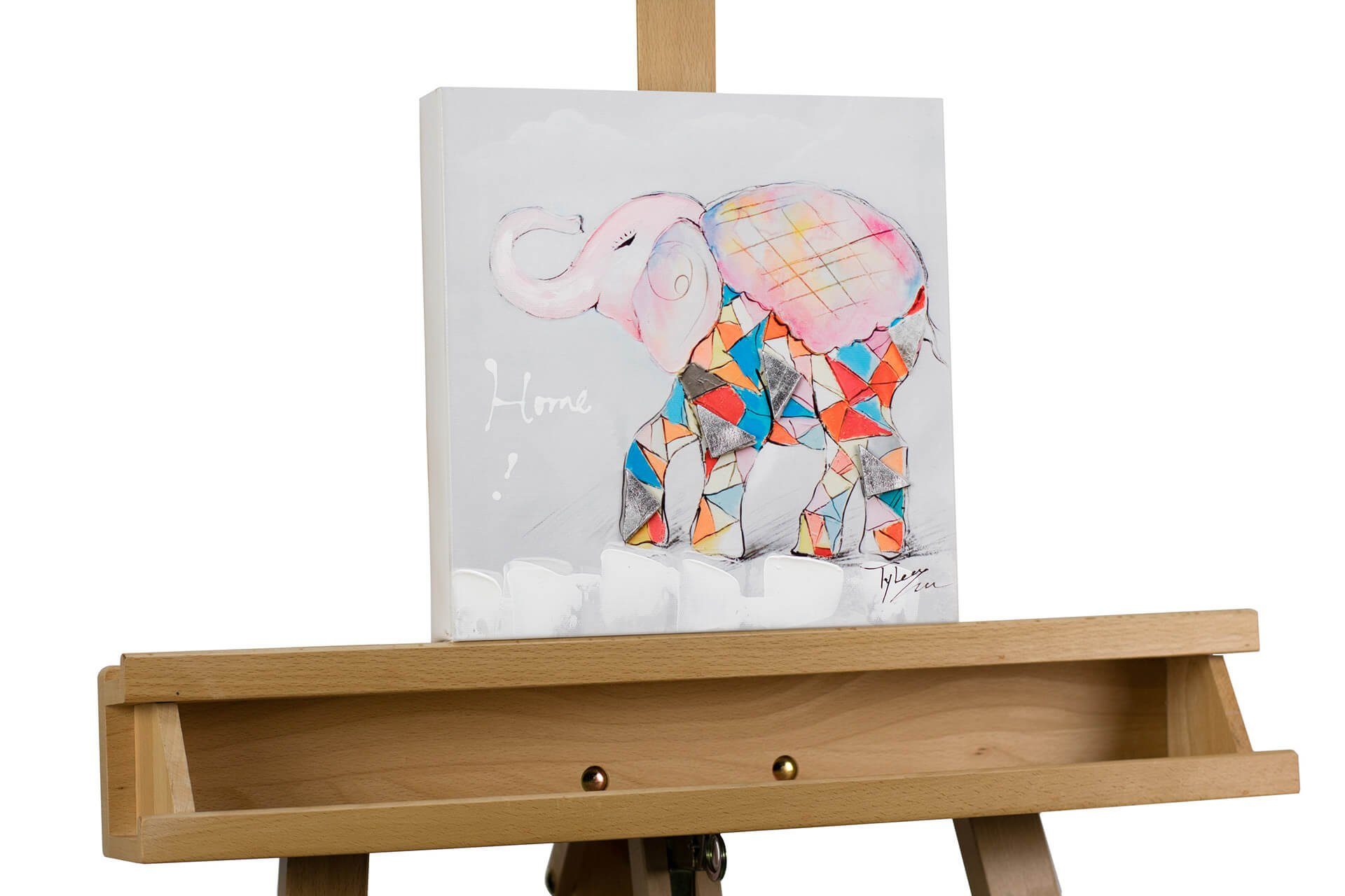 KUNSTLOFT Kunstdruck Der erste Schultag 25x25 cm, handbemaltes Wandbild auf Leinwand