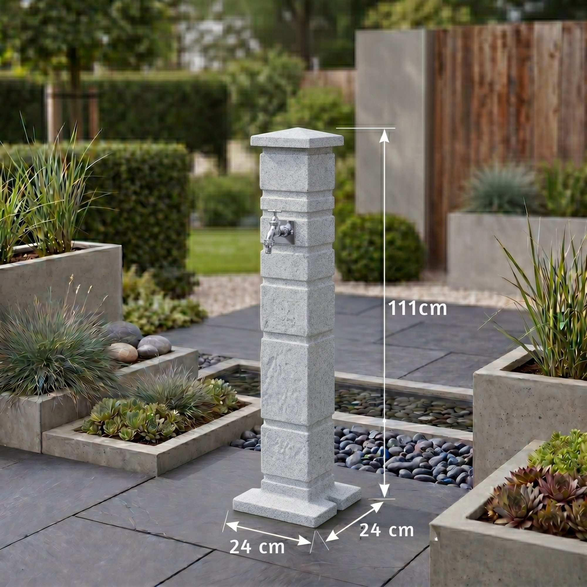 YourCasa Gartenbrunnen Classic Wassersäule Garten Römische Säulenoptik, 111 cm, abnehmbarer Deckel