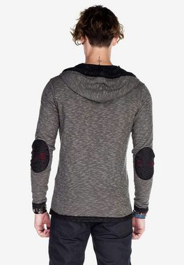Cipo & Baxx Kapuzensweatshirt mit stylischem Half-Zip