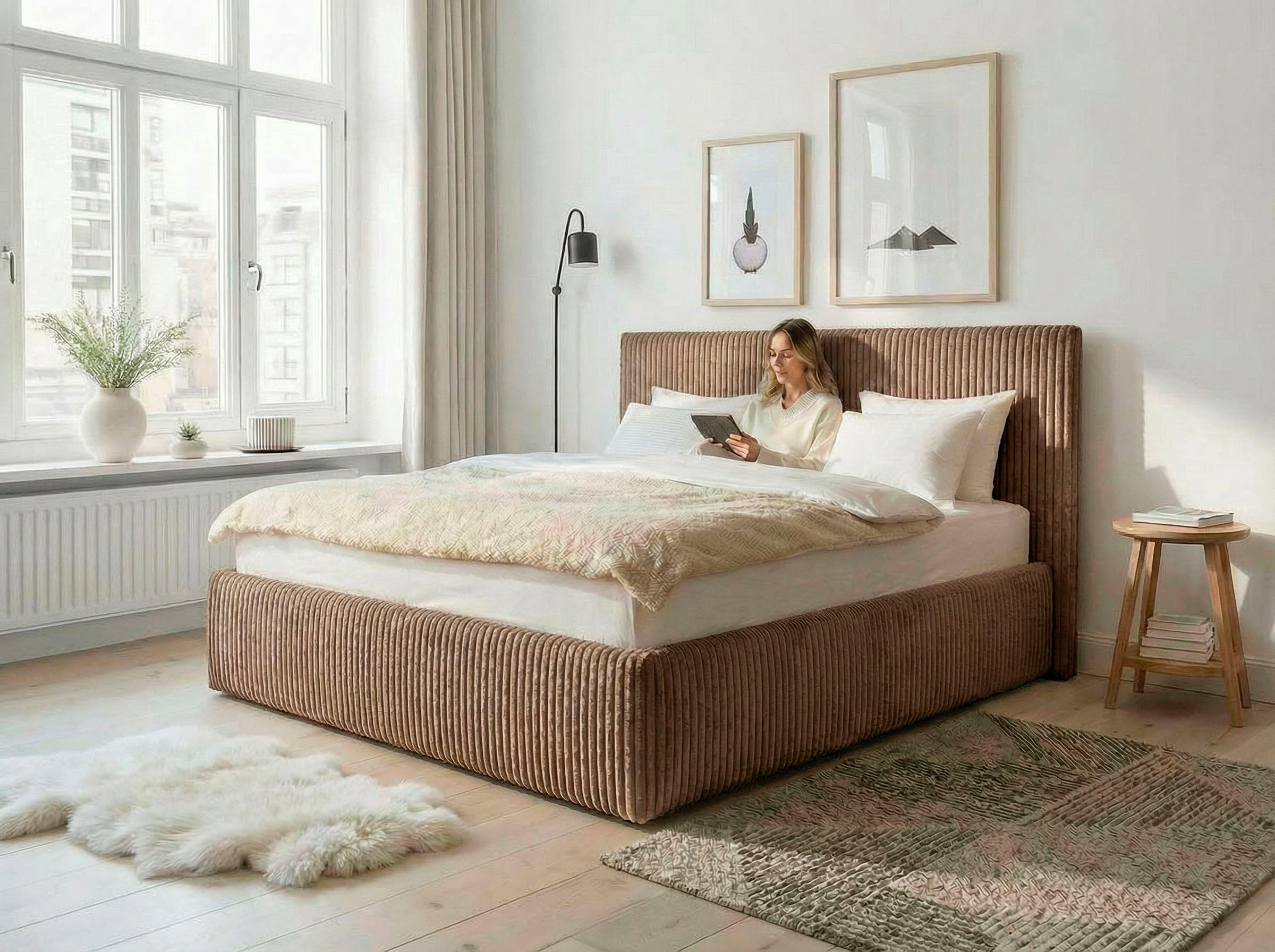 OTTO home Polsterbett AVVRA wahlweise mit Lattenrost und King-Matratze H3 (28cm), mit flauschigen Breitcord-Bezug, Liegefläche 180x200cm – Bild 2 von 5