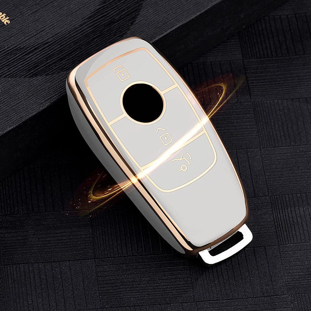 Mercedes Schlüsseltasche Hülle Schlüsselhülle Cover GelldG Autoschlüssel weiß für Geeignet Benz,