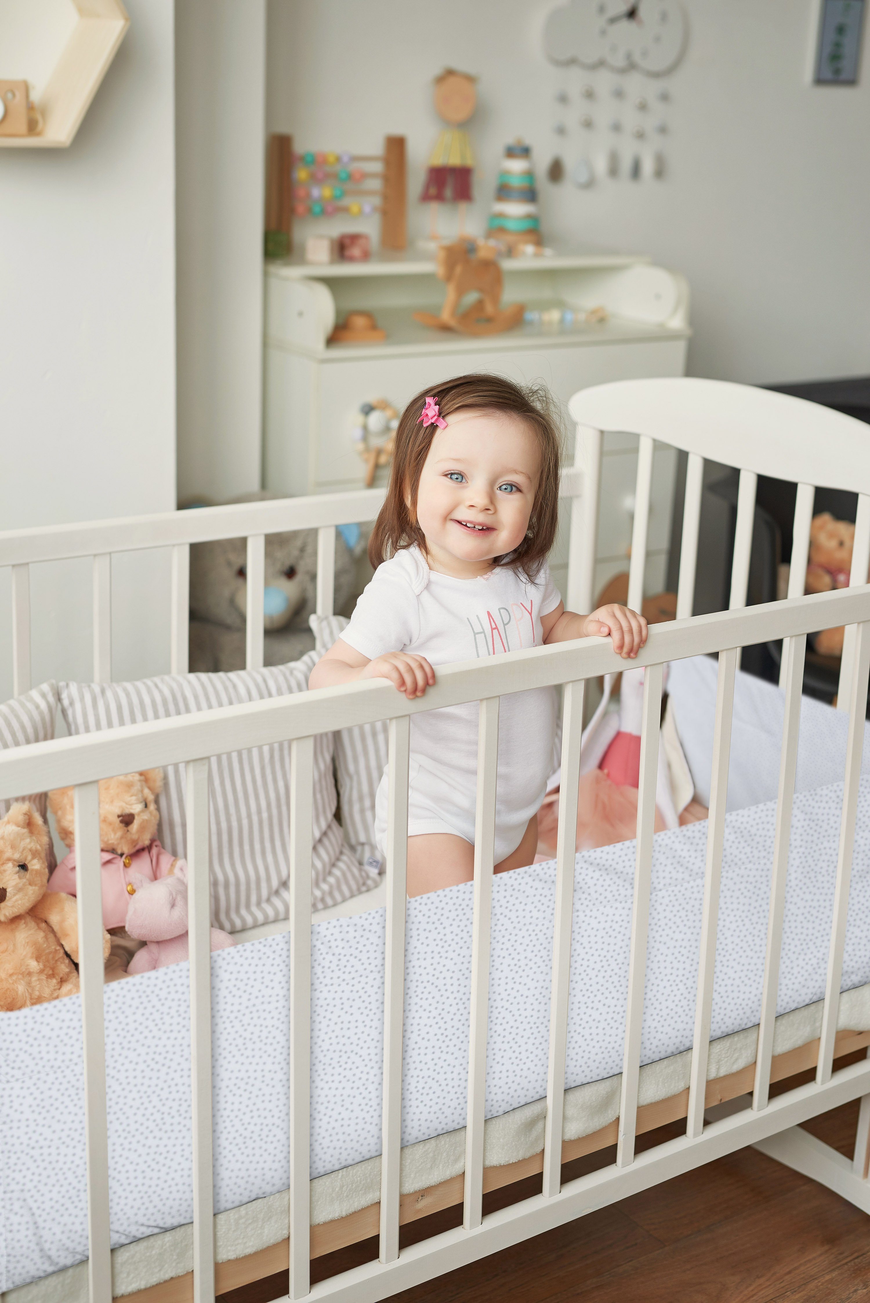 Möbel Babymöbel Amilian Bettnestchen Bettumrandung (Made in EU); Grautöne: 180x30 cm, für Kinderbett 120x60 geeignet (Kopfschutz