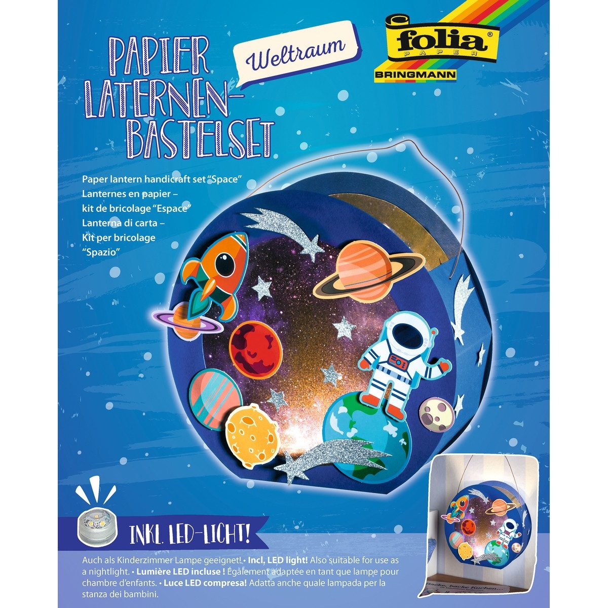Folia Umzugslaterne folia Laternen Bastelset Weltraum inkl. LED-Licht