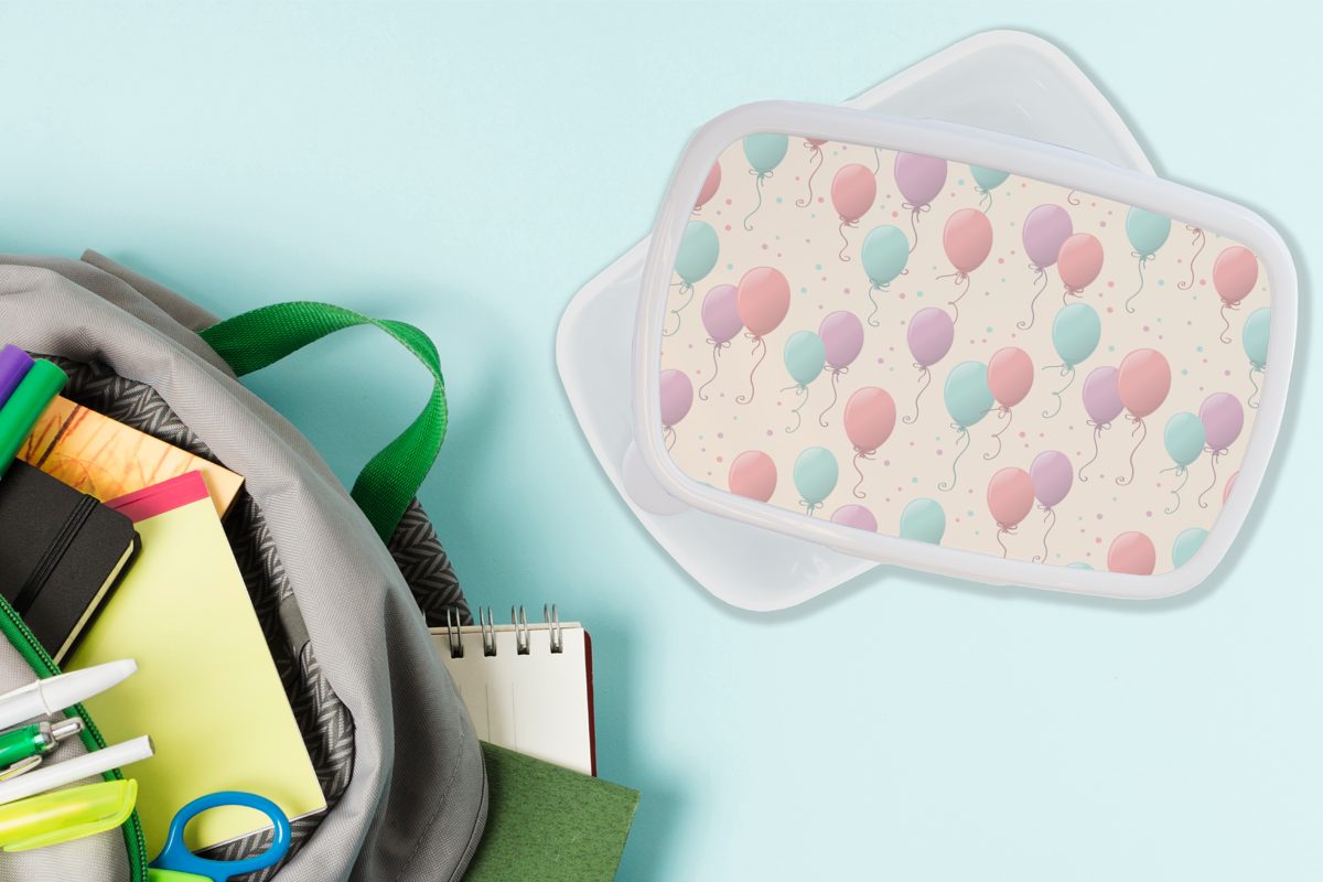 Schnittmuster Kunststoff, und Geburtstag - Kinder (2-tlg), MuchoWow für Brotdose, und Jungs Lunchbox Luftballons, Mädchen - für Brotbox weiß Erwachsene,