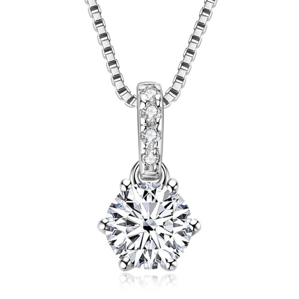 Kette mit Anhänger Moissanit Halskette -925 Sterling Silber mit Echtheitzertifikat 2,0ct