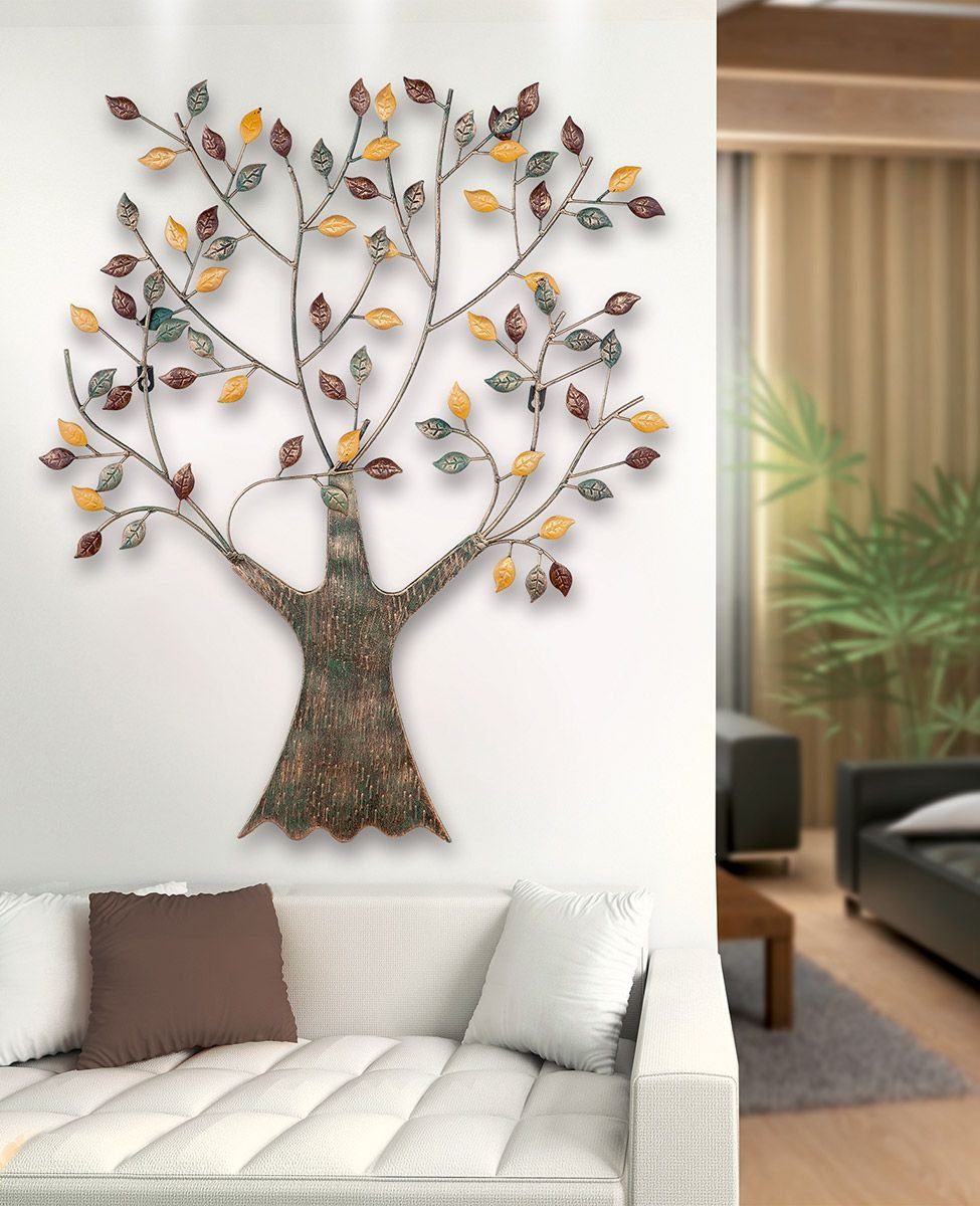 GILDE Dekoobjekt 3D Metall-Wanddekoration Lebensbaum Edles Design in Braun/ günstig online kaufen