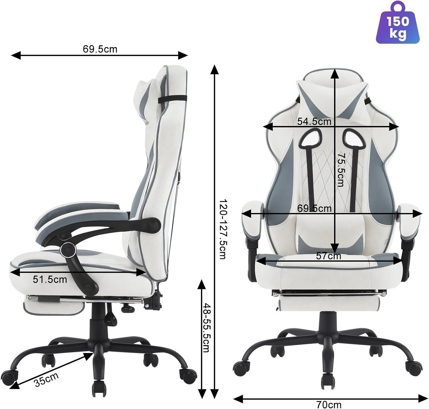 Woltu Gaming-Stuhl (1 St), mit Taschenfederkissen, Fußstütze, ergonomisch, drehbar