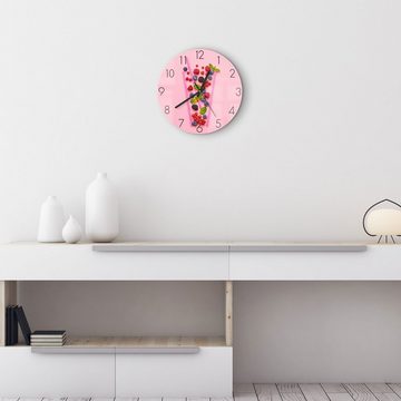 DEQORI Wanduhr 'Fruchtiger Beerencocktail' (Glas Glasuhr modern Wand Uhr Design Küchenuhr)