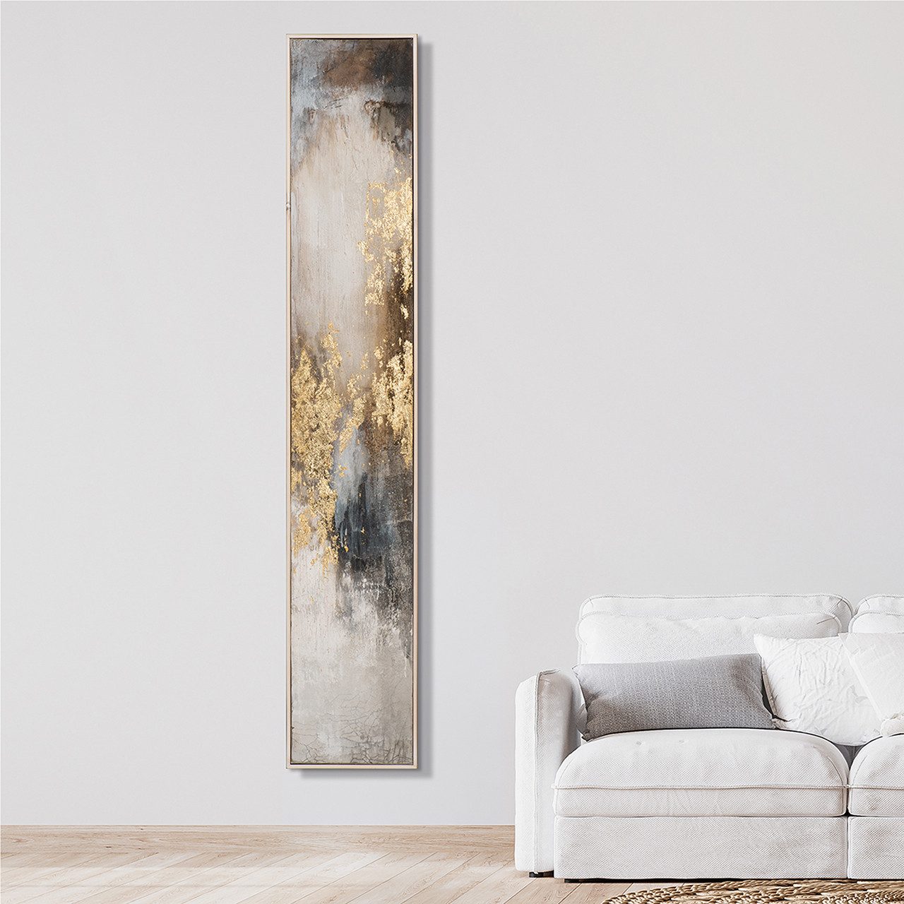 ArtUniverse Gemälde Schlanke Farbkomposition mit goldenen Akzenten 27 x 152 cm, Abstrakt