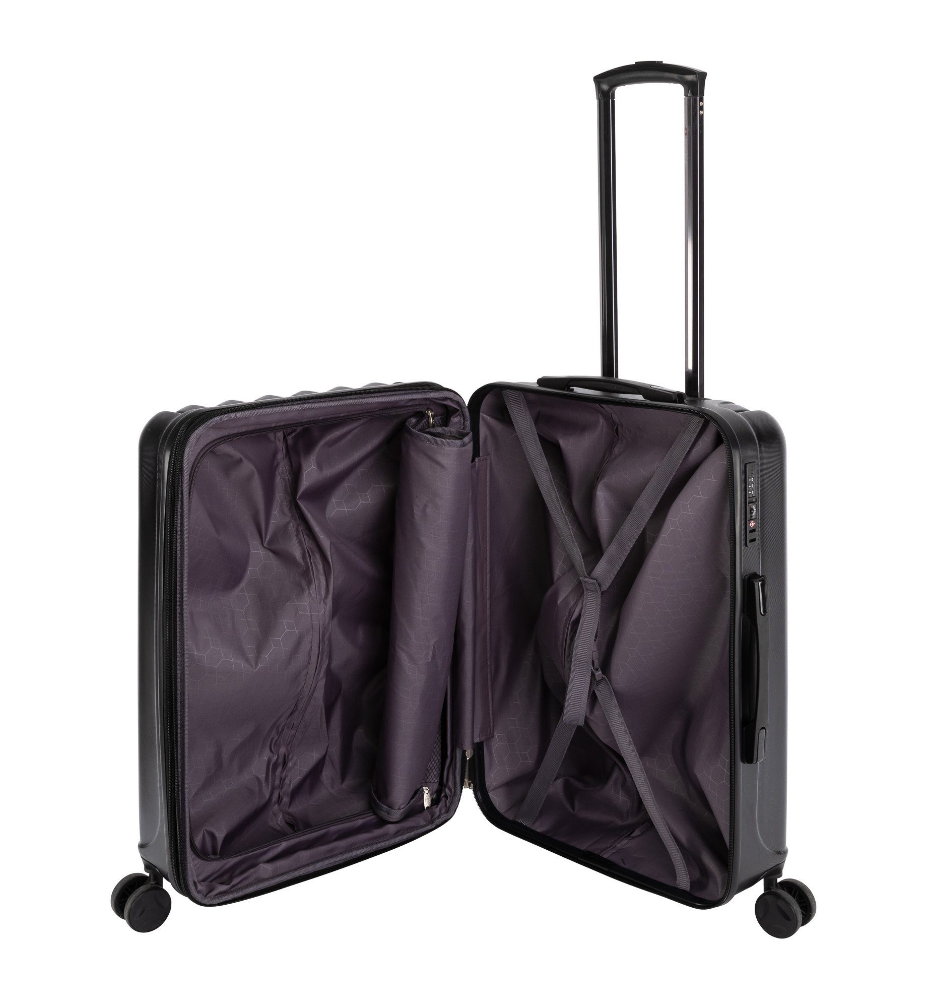 Travelhouse Hartschalen-Trolley Porto, 4 Rollen, Dehnfalte +15% Volumen, robuste Reißverschlüsse, große Rollen