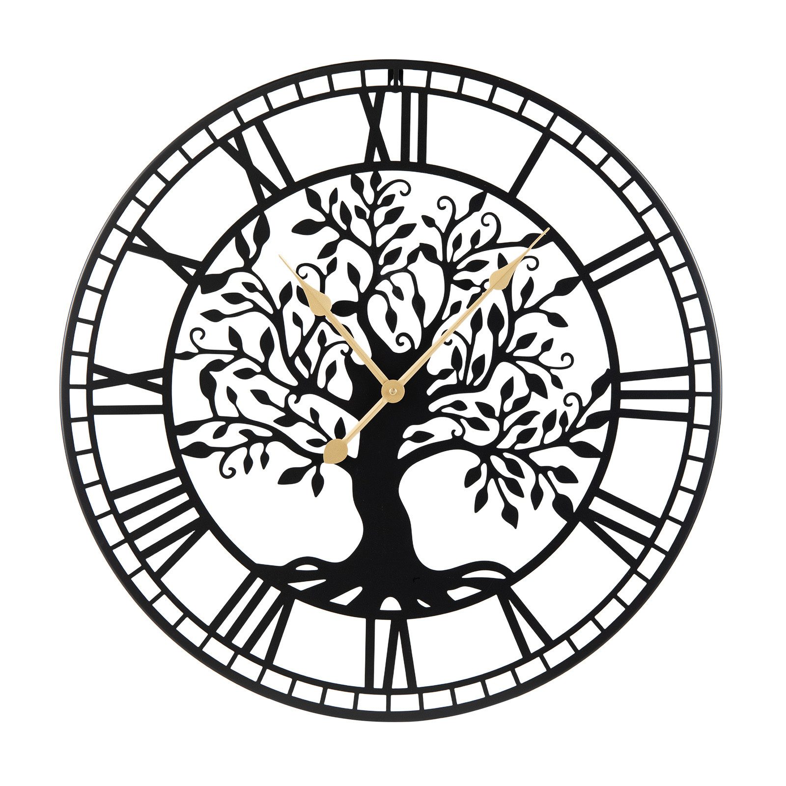 COSTWAY Wanduhr (Dekorative Uhr mit römische Ziffern, ohne Tickgeräusche)