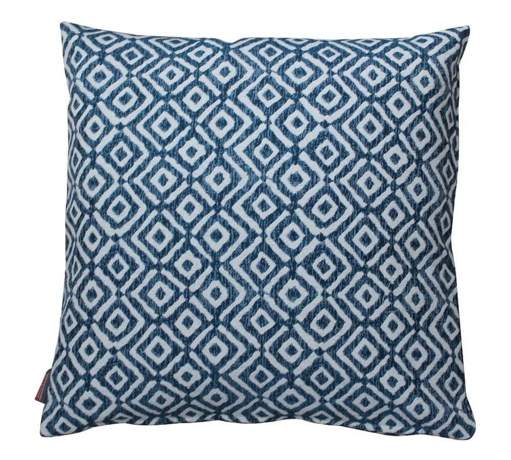 Kissenbezüge Kissen-Bezug HANNA Quadrat modern blau 40x40 cm Baumwolle-Mix, matches21 HOME & HOBBY (1 Stück), Wohnzimmer Kissen-Hülle als Deko-Kissen Zier-Kissen Sofa-Kissen