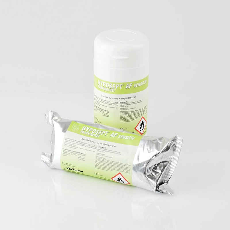Hyposept Hyposept® AF sensitiv Tücher, Nachfüllbeutel, versch. Düfte, 120 Stück Oberflächen-Desinfektionsmittel (Parfumfrei)