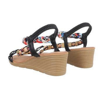 Ital-Design Damen Freizeit Keilsandalette (86017066) Keilabsatz/Wedge Keilsandaletten in Schwarz